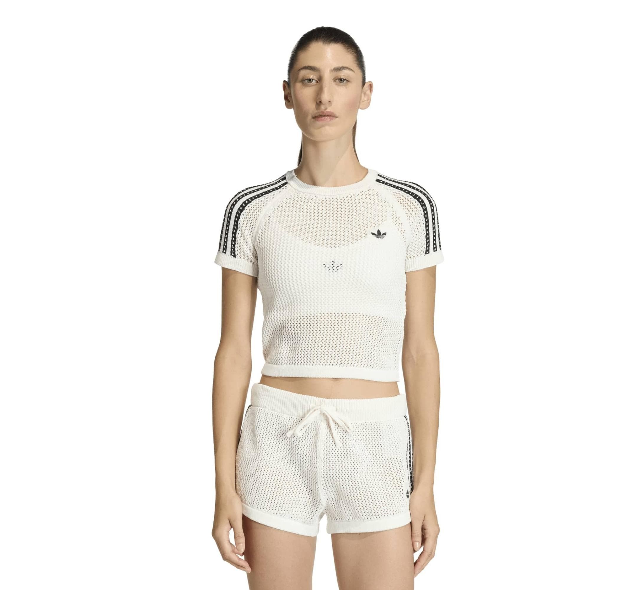 adidas adidas Crochet Tee Kadın T-Shirt Beyaz