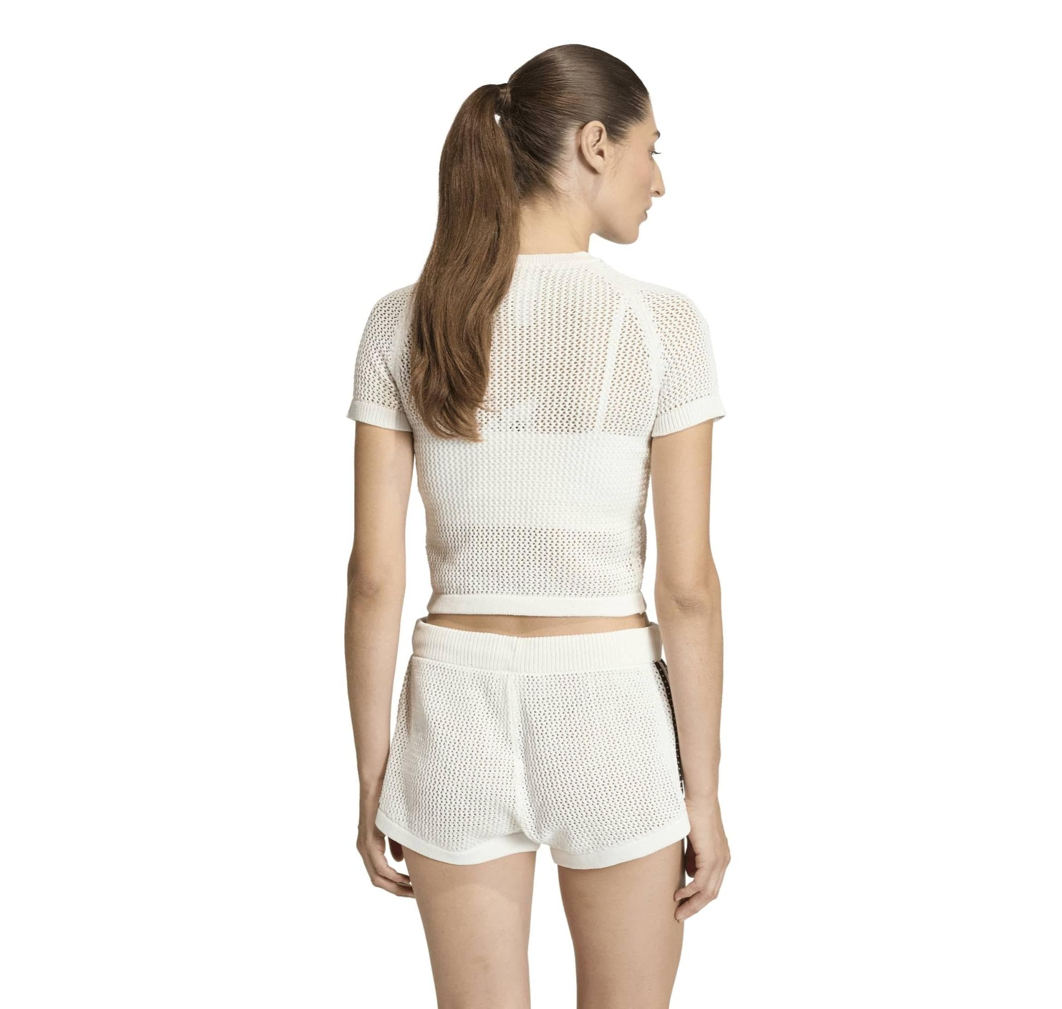 adidas adidas Crochet Tee Kadın T-Shirt Beyaz - 3