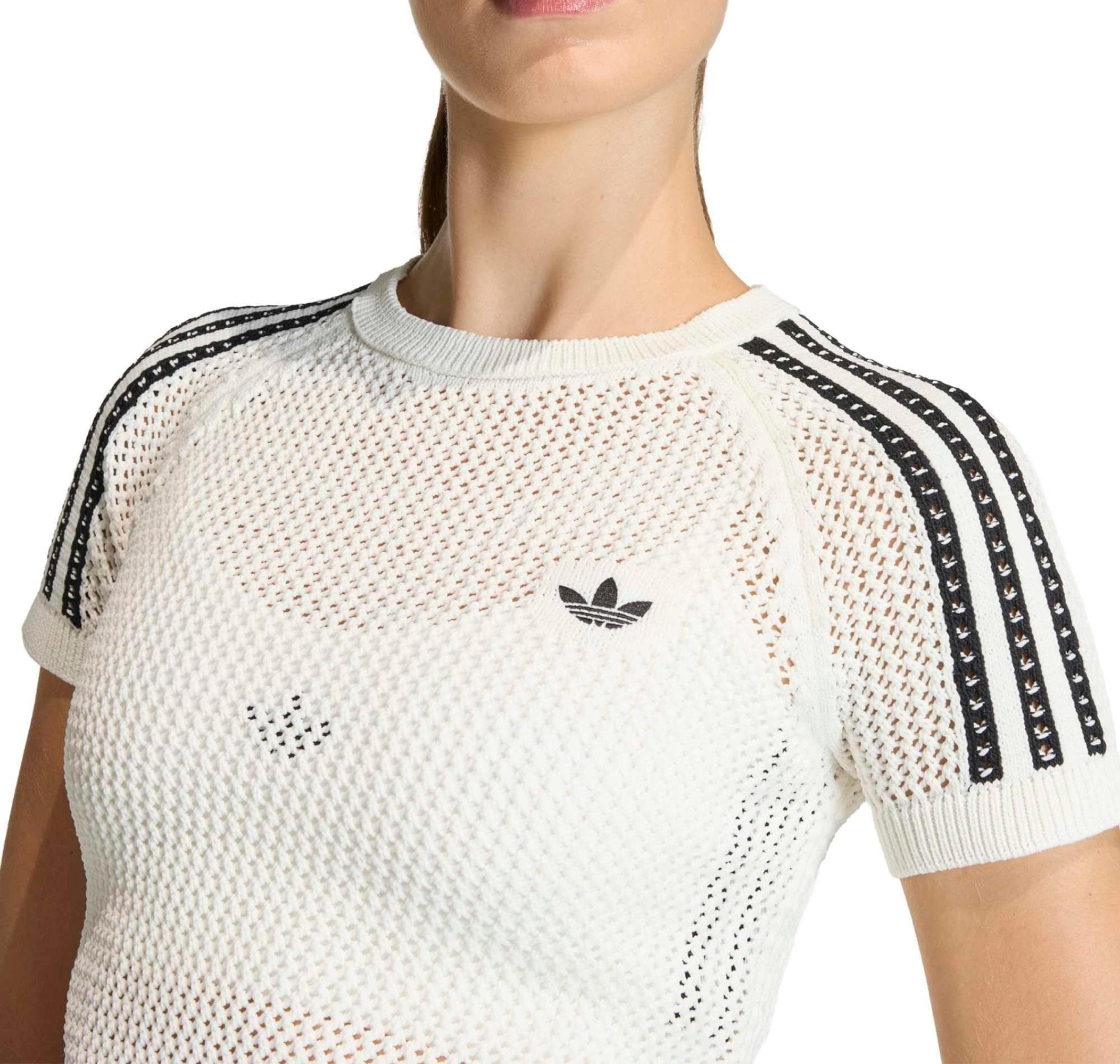 adidas adidas Crochet Tee Kadın T-Shirt Beyaz - 4