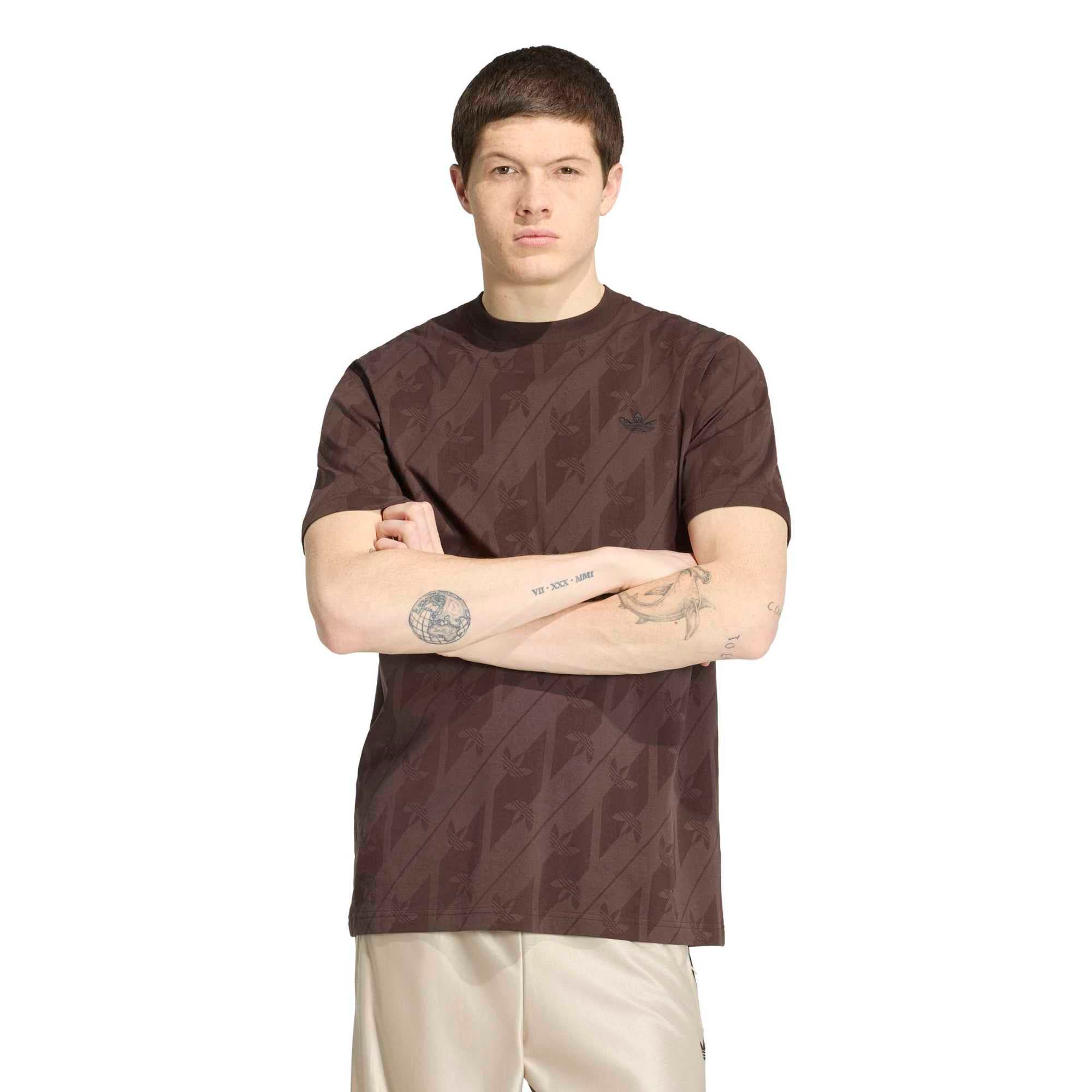 adidas adidas Monogram Aop Te Erkek T-Shirt Kahve