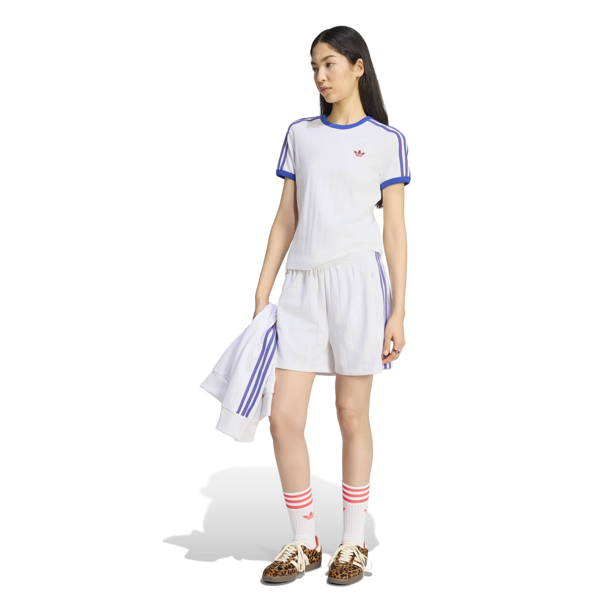 adidas adidas Pstrıpe Ss Tee Kadın T-Shirt Beyaz - 3