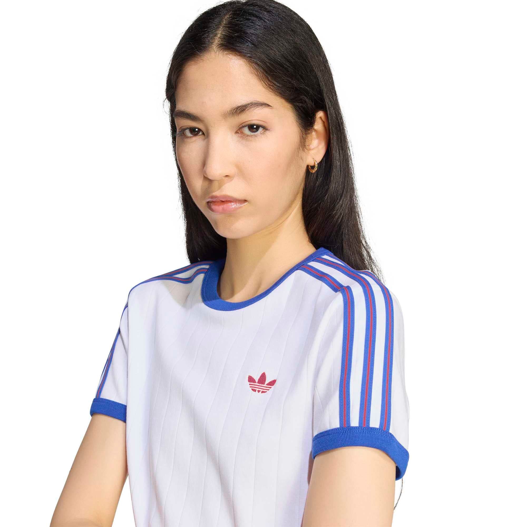 adidas adidas Pstrıpe Ss Tee Kadın T-Shirt Beyaz - 4