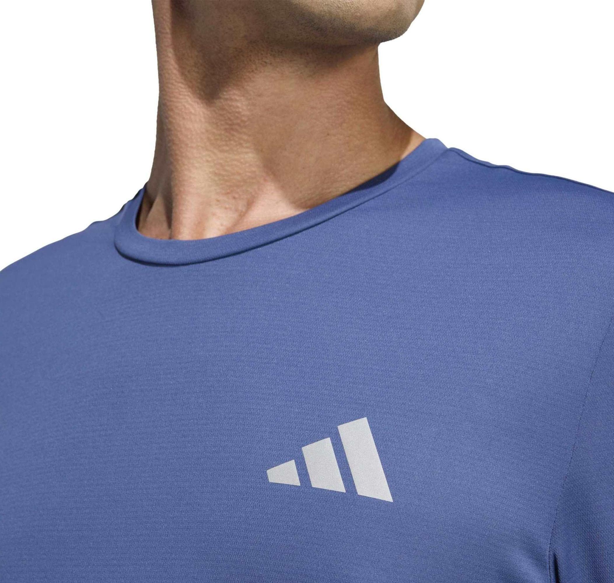 adidas adidas Run Ess Tee M Erkek T-Shirt Mavi - 4