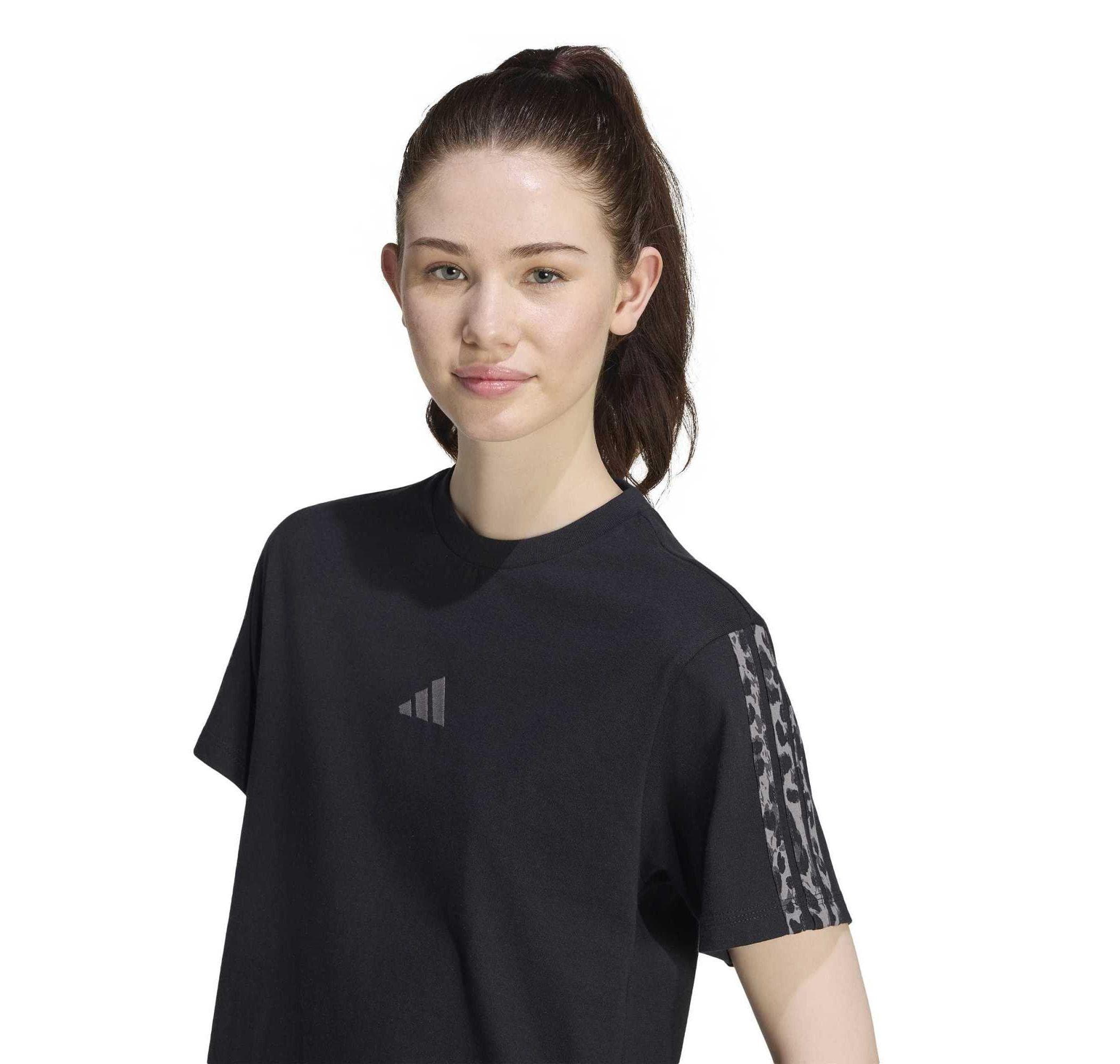 adidas adidas W Aop 3S Sj Tee Kadın T-Shirt Siyah - 3