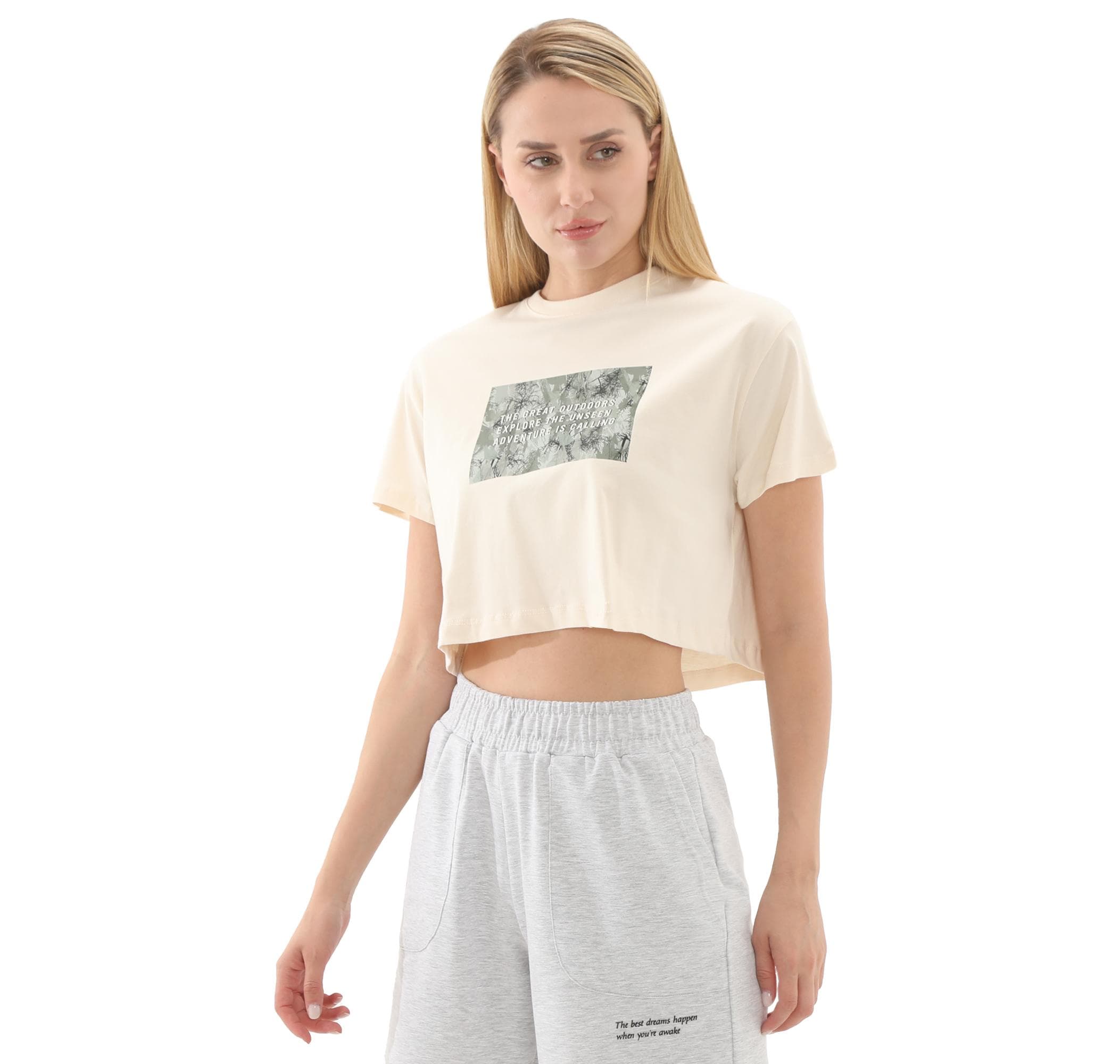 Lumberjack Lumberjack 5M Wl Rena 11Outss25105 5Fx Kadın T-Shirt Krem - 2