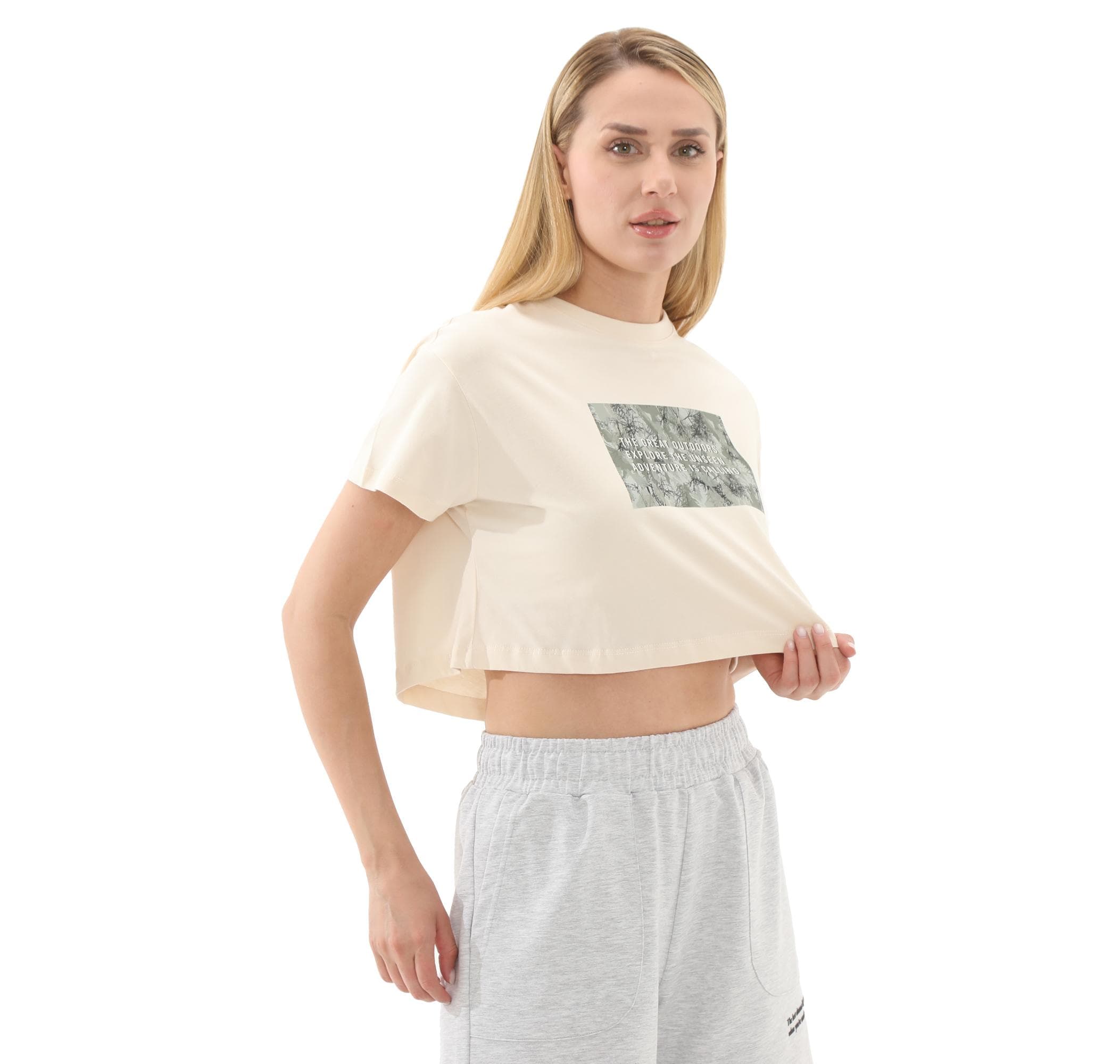 Lumberjack Lumberjack 5M Wl Rena 11Outss25105 5Fx Kadın T-Shirt Krem - 3