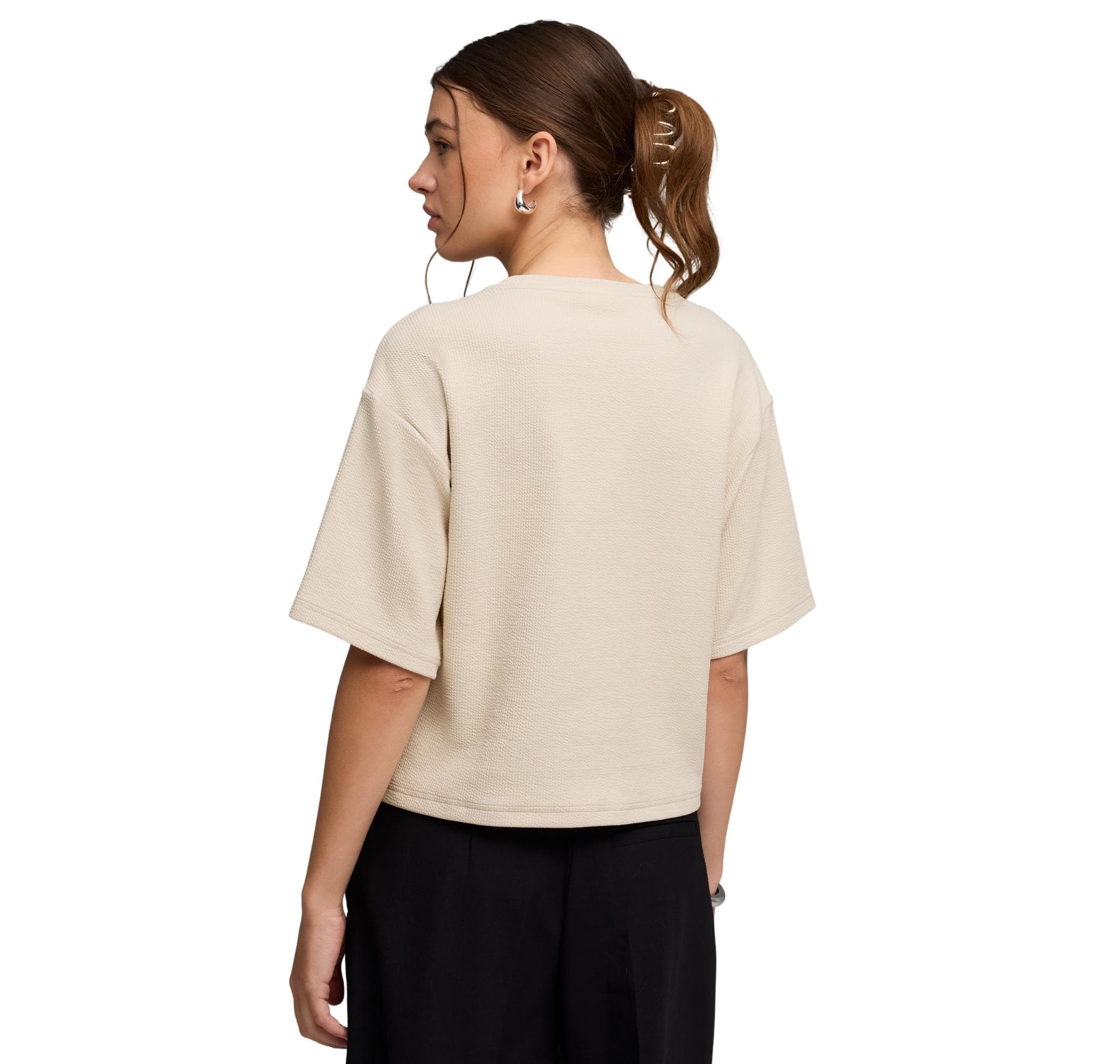 Puma Puma Ess Elevated Tee Kadın T-Shirt Bej - 4
