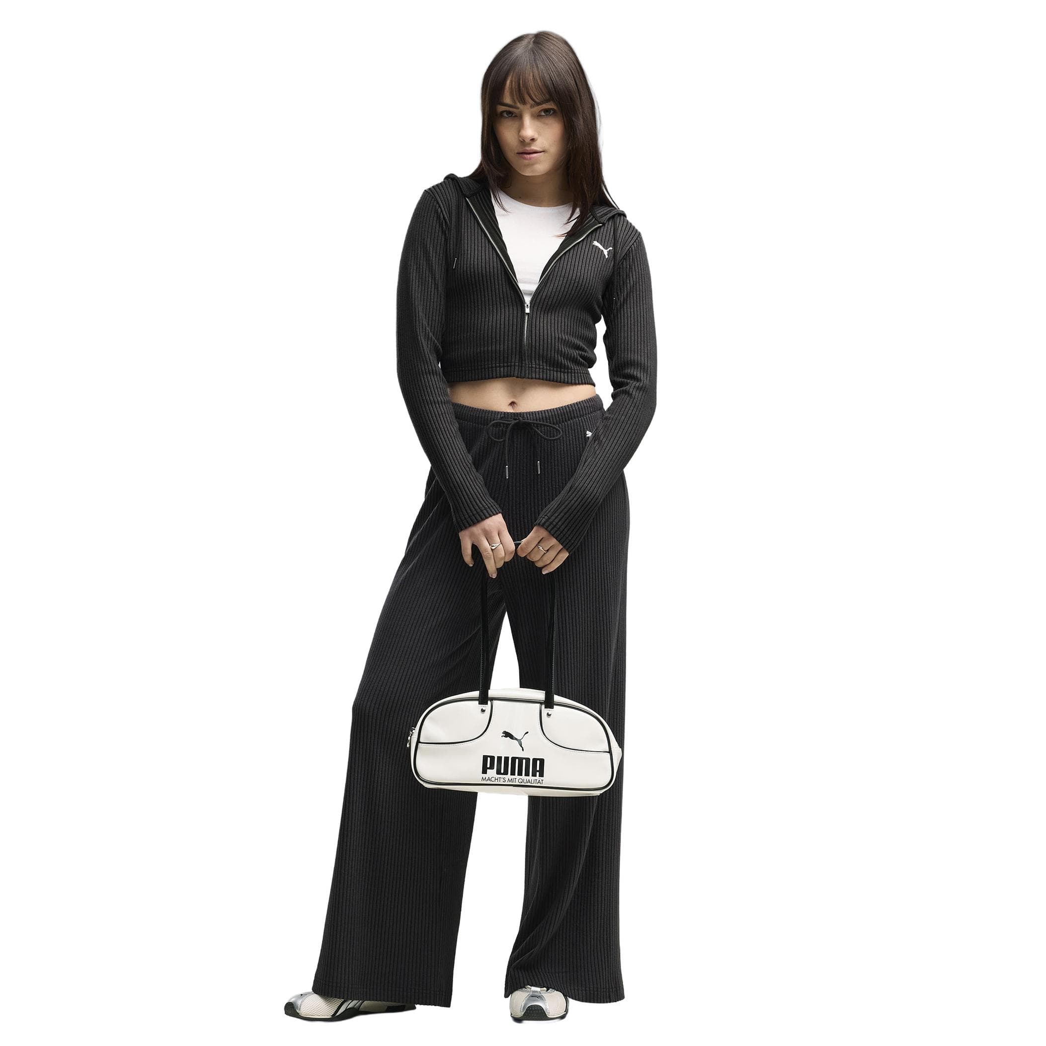 Puma Puma Ess Ribbed Hoodie Kadın Ceket Siyah - 3