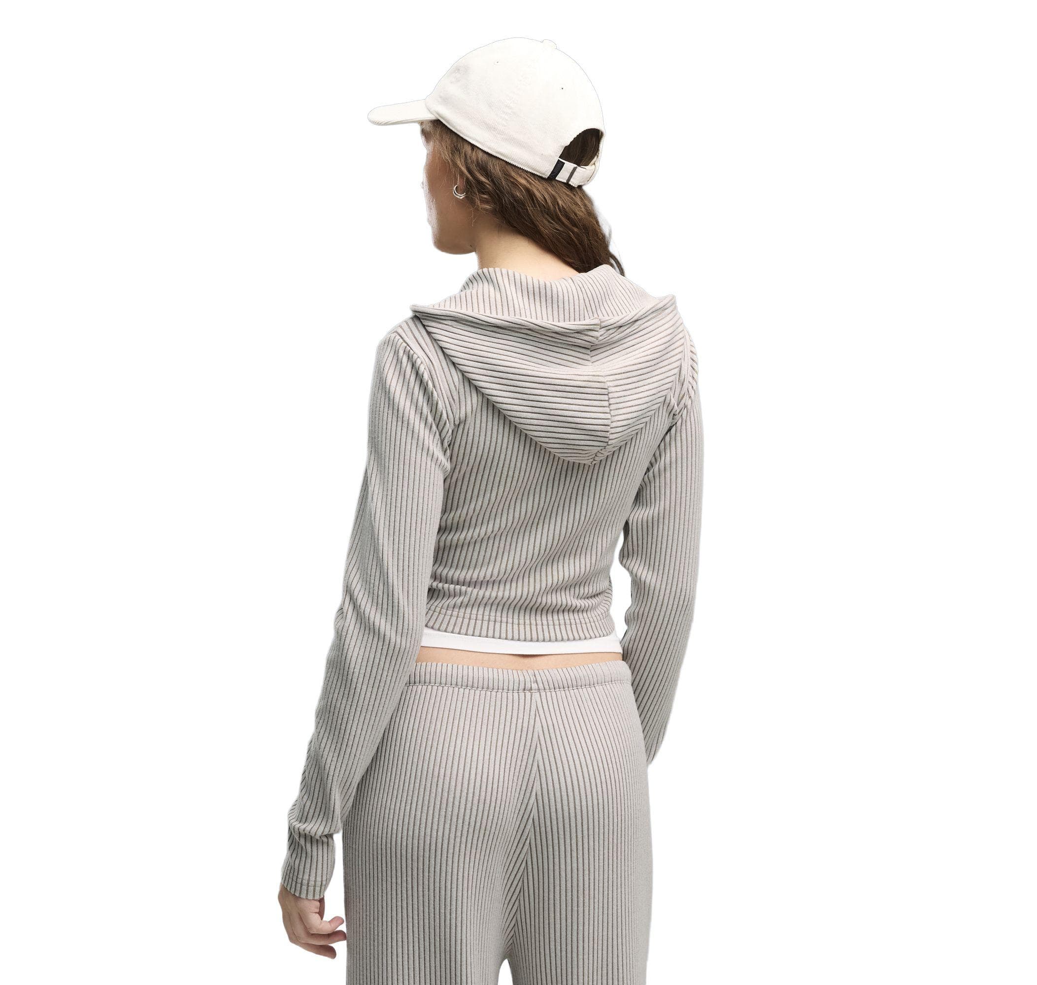 Puma Puma Ess Ribbed Hoodie Kadın Ceket Gri - 2
