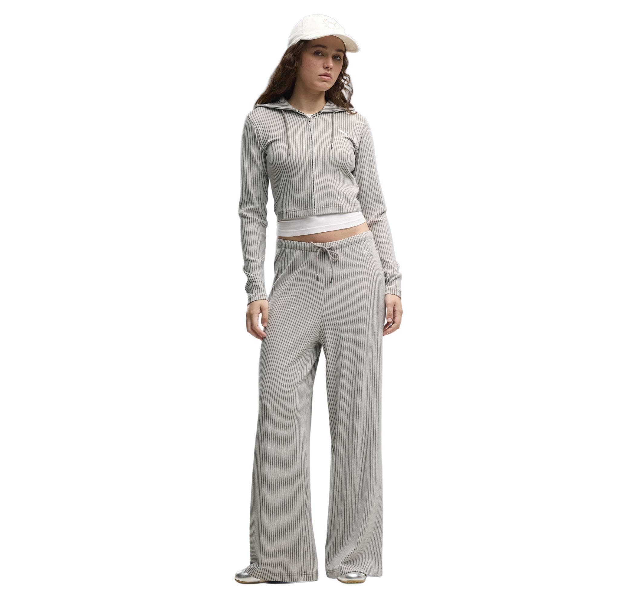 Puma Puma Ess Ribbed Hoodie Kadın Ceket Gri - 3
