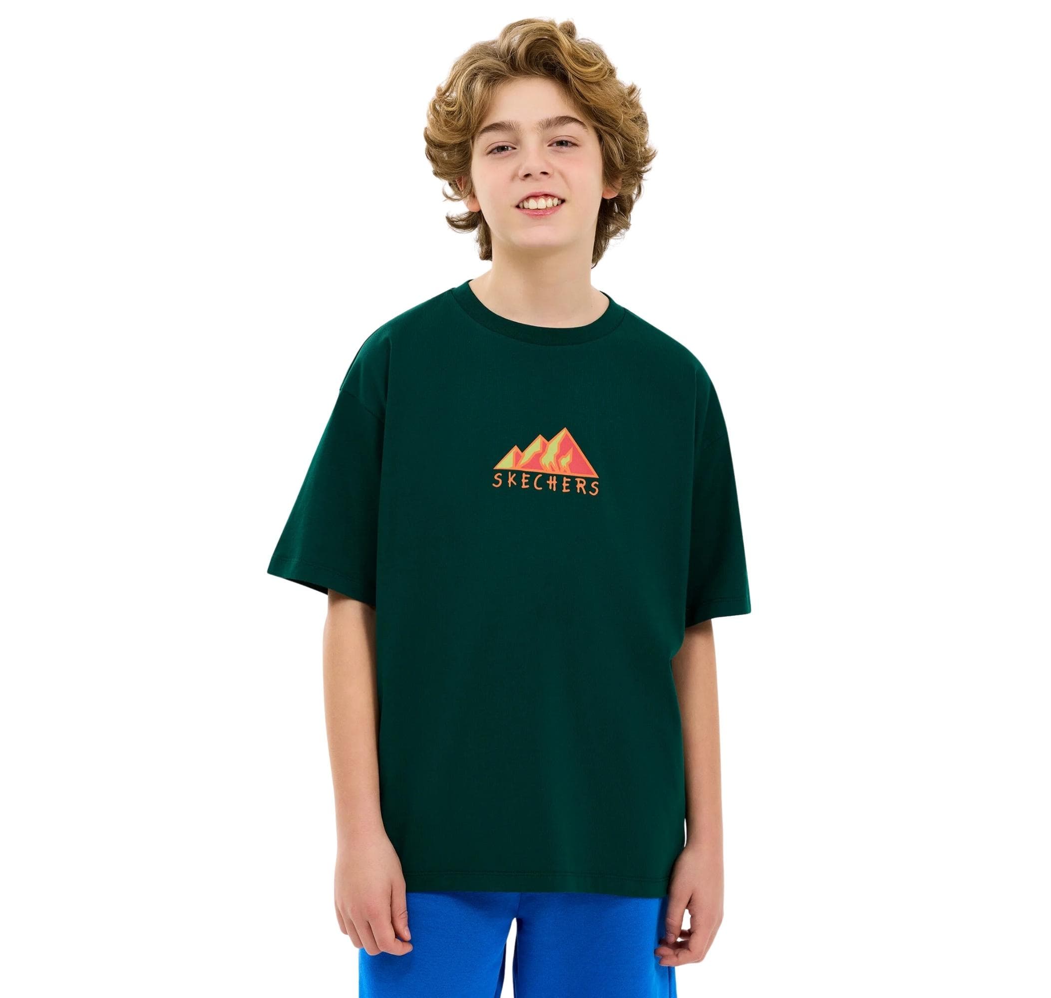 Skechers Skechers B Graphic Tee Oversize Çocuk T-Shirt Yeşil