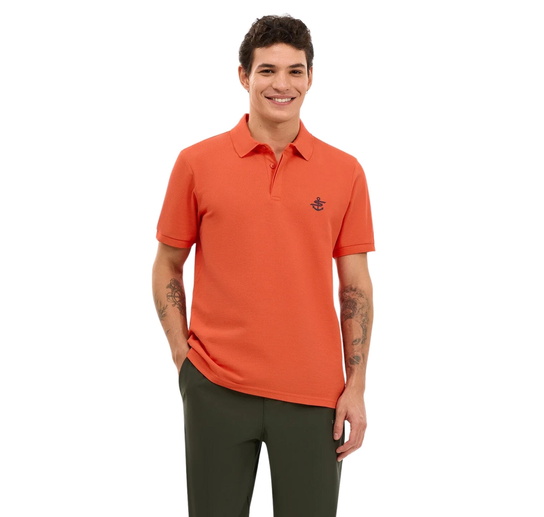 Skechers Skechers M Logo Printed Polo Erkek T-Shirt Turuncu