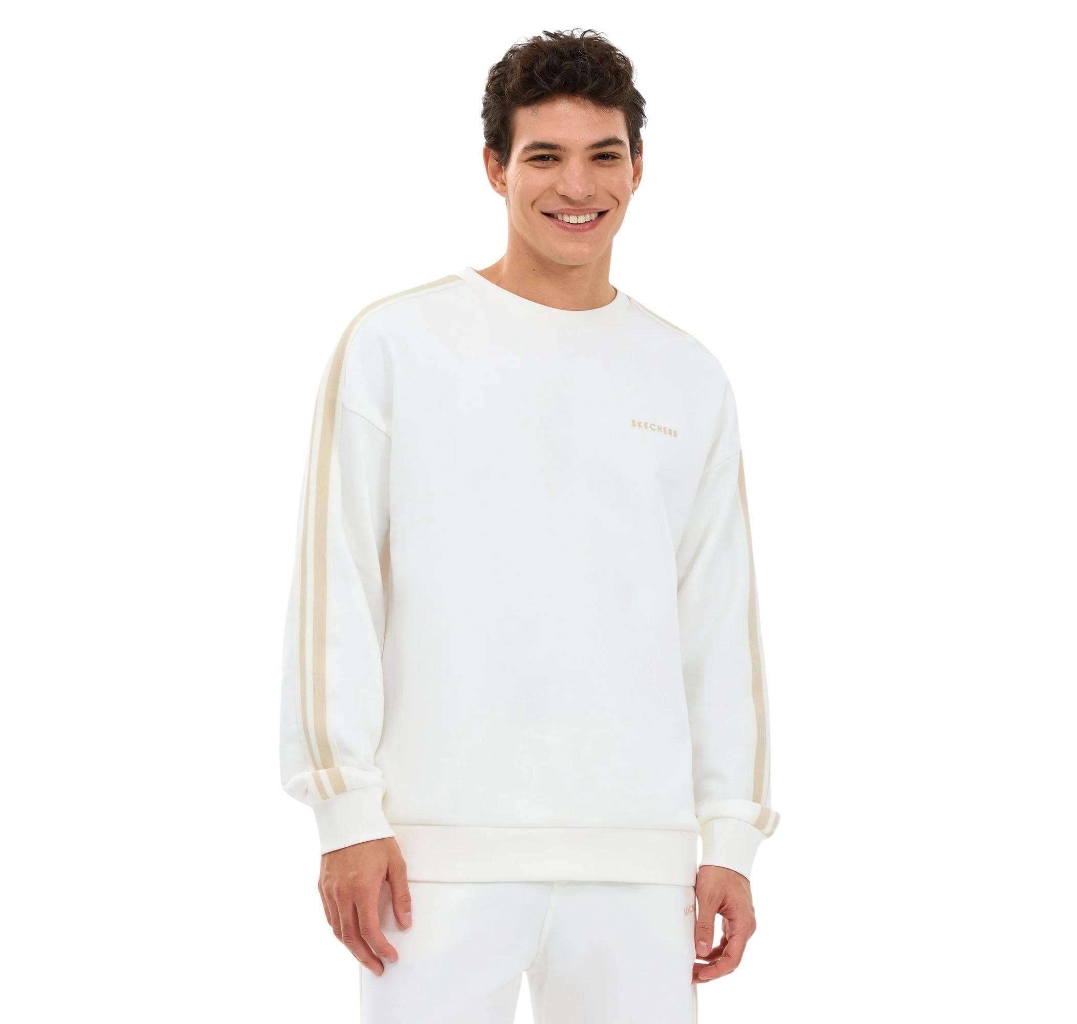 Skechers Skechers M Lw Fleece Crew Neck Erkek Sweatshirt Beyaz