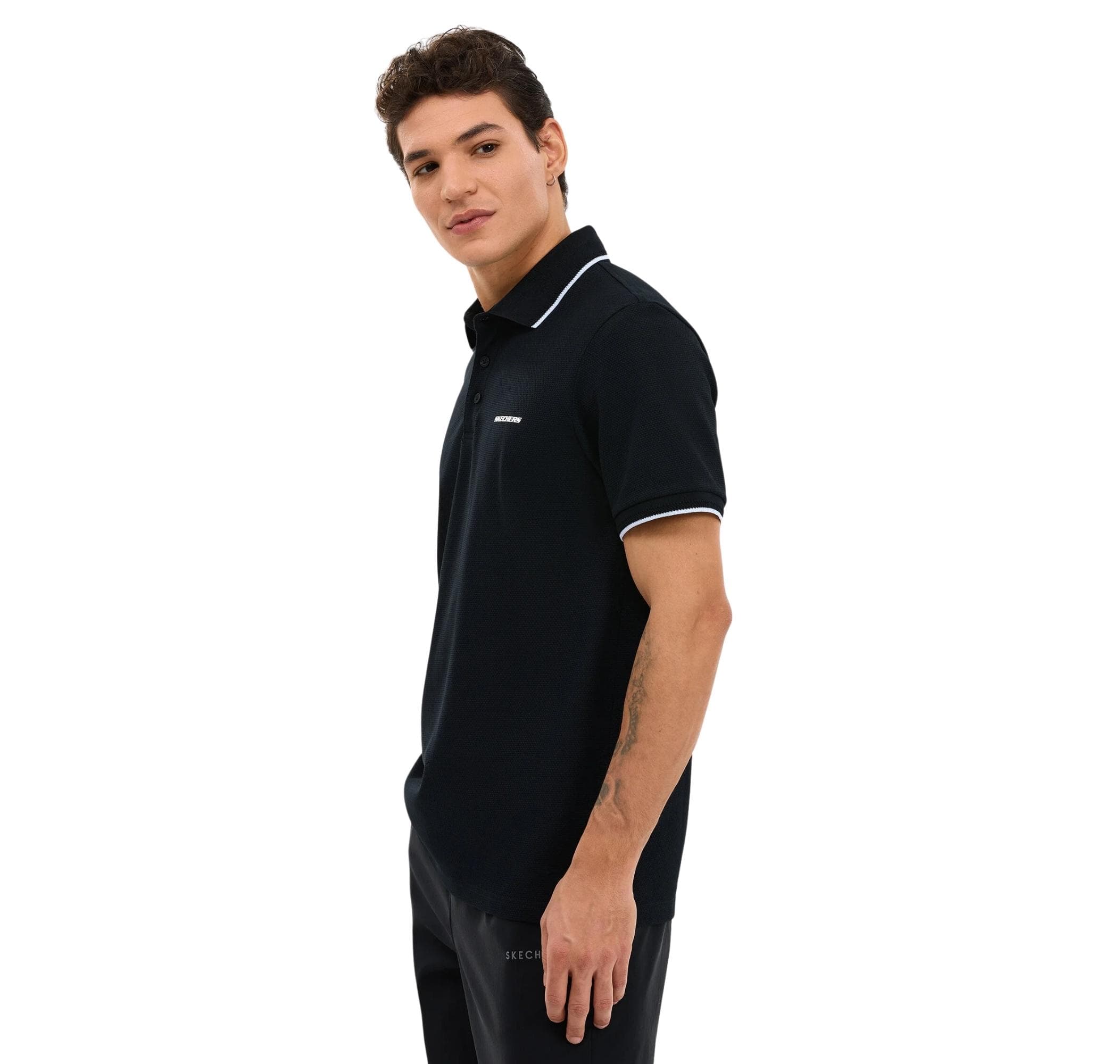 Skechers Skechers M Piping Detail Polo Polo Erkek T-Shirt Siyah - 3