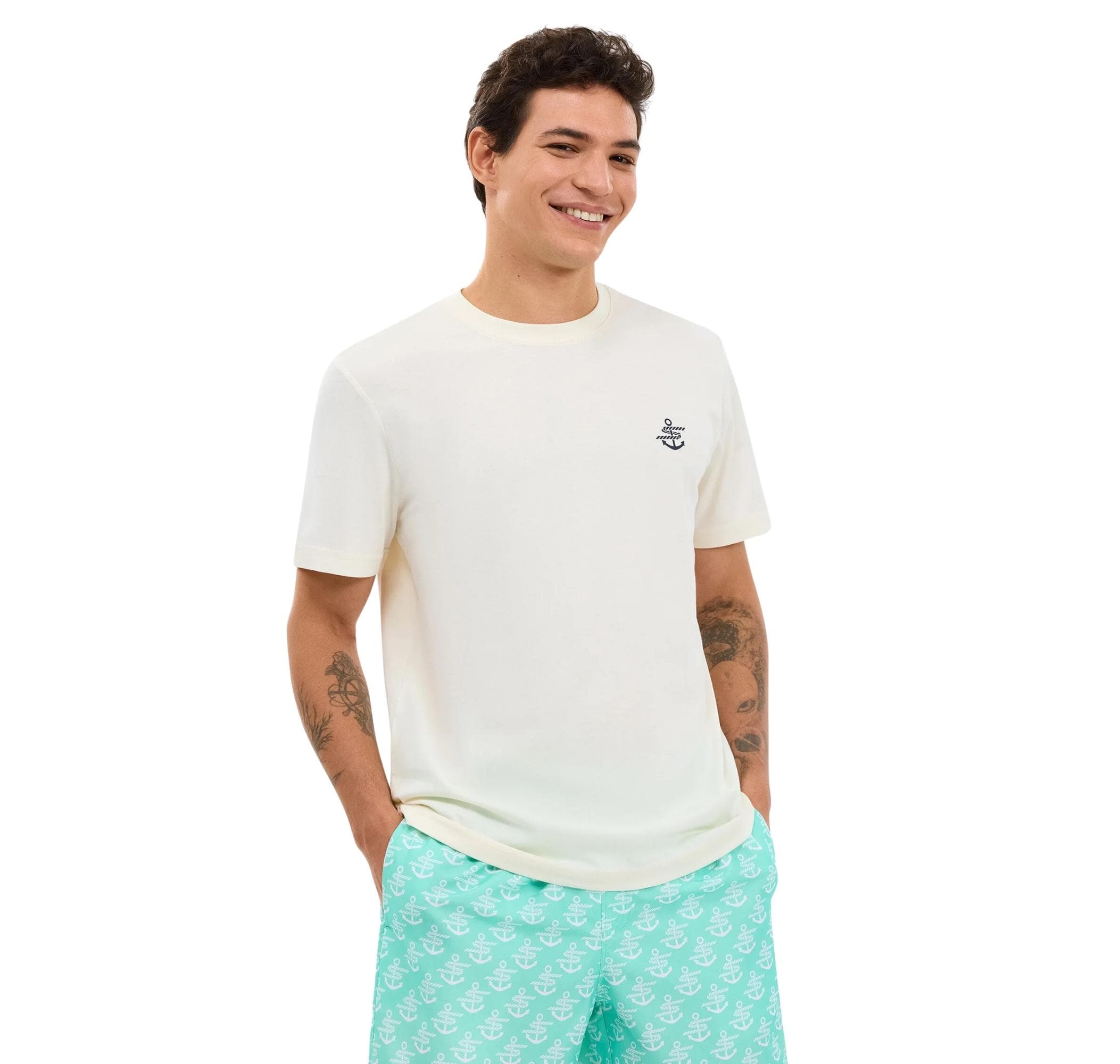 Skechers Skechers M Regular Erkek T-Shirt Beyaz - 2