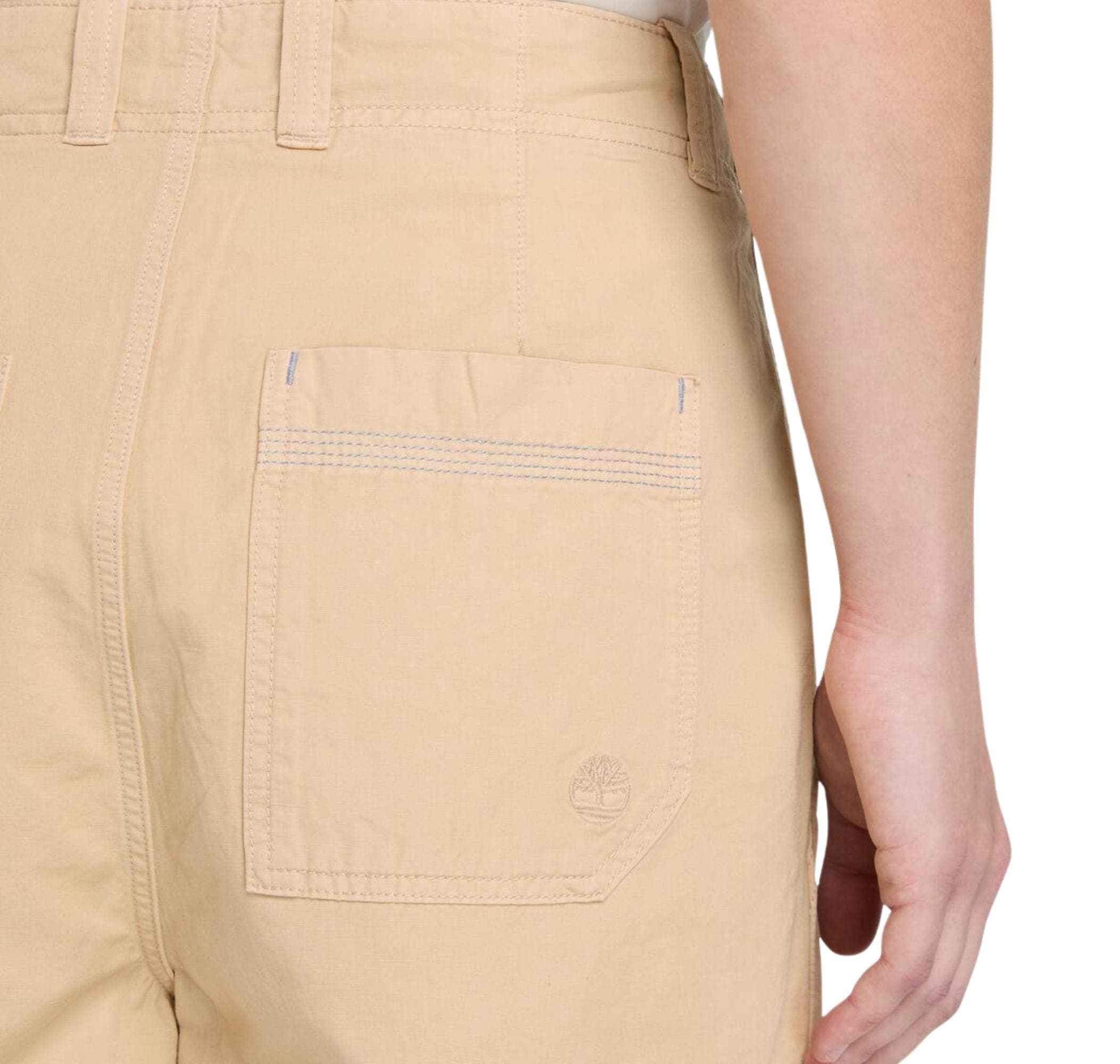 Timberland Timberland Cotton Linen Bermuda Kadın Şort Ve Kapri Krem - 4