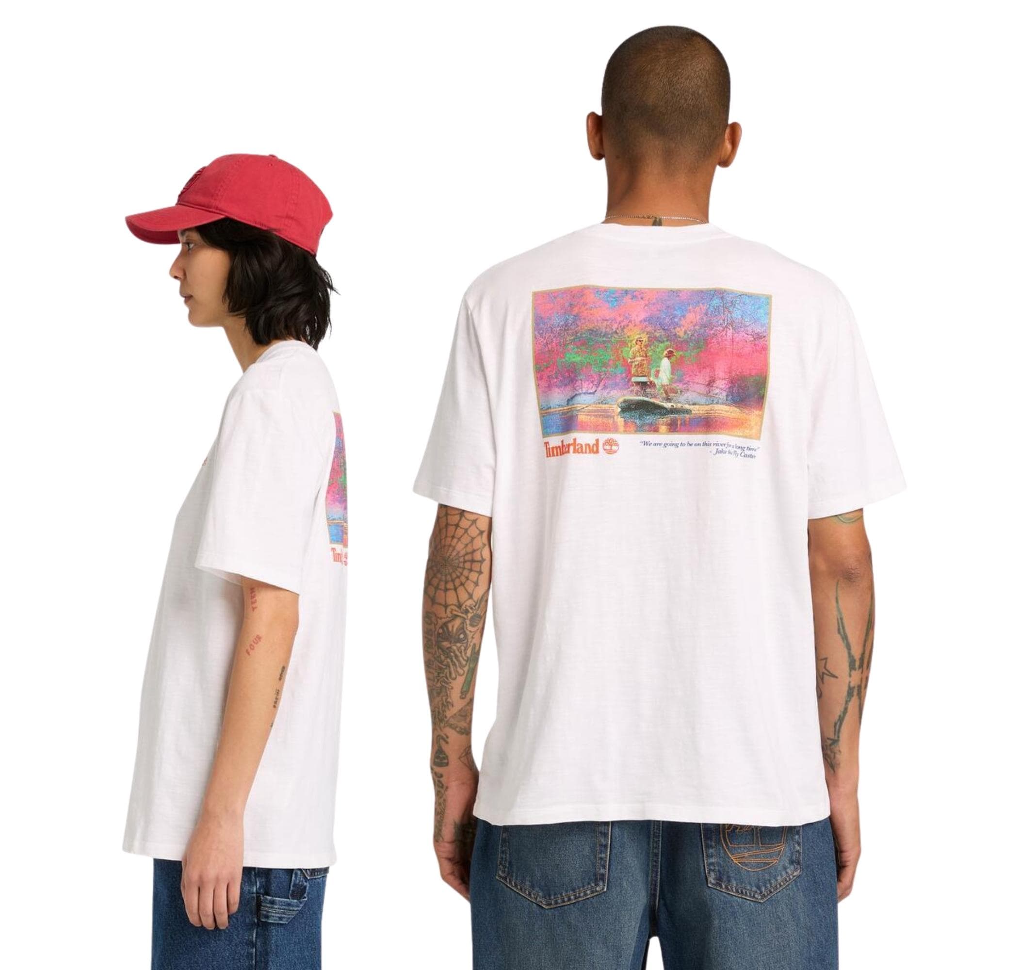 Timberland Timberland Fishing Photo Back Garphic Tee Erkek T-Shirt Beyaz - 3