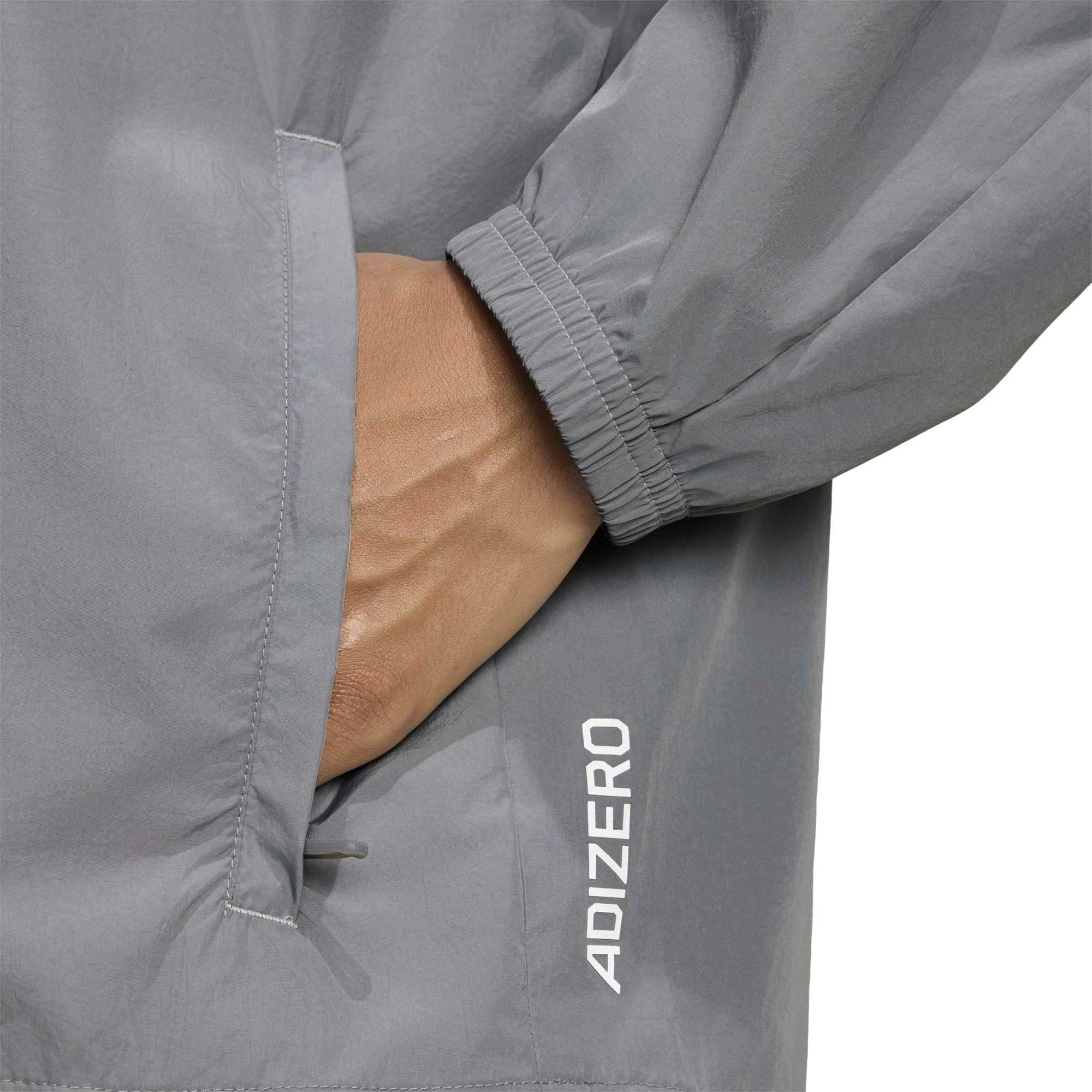 adidas Adızero A Jkt M Erkek Yağmurluk-Rüzgarlık Gri - 3