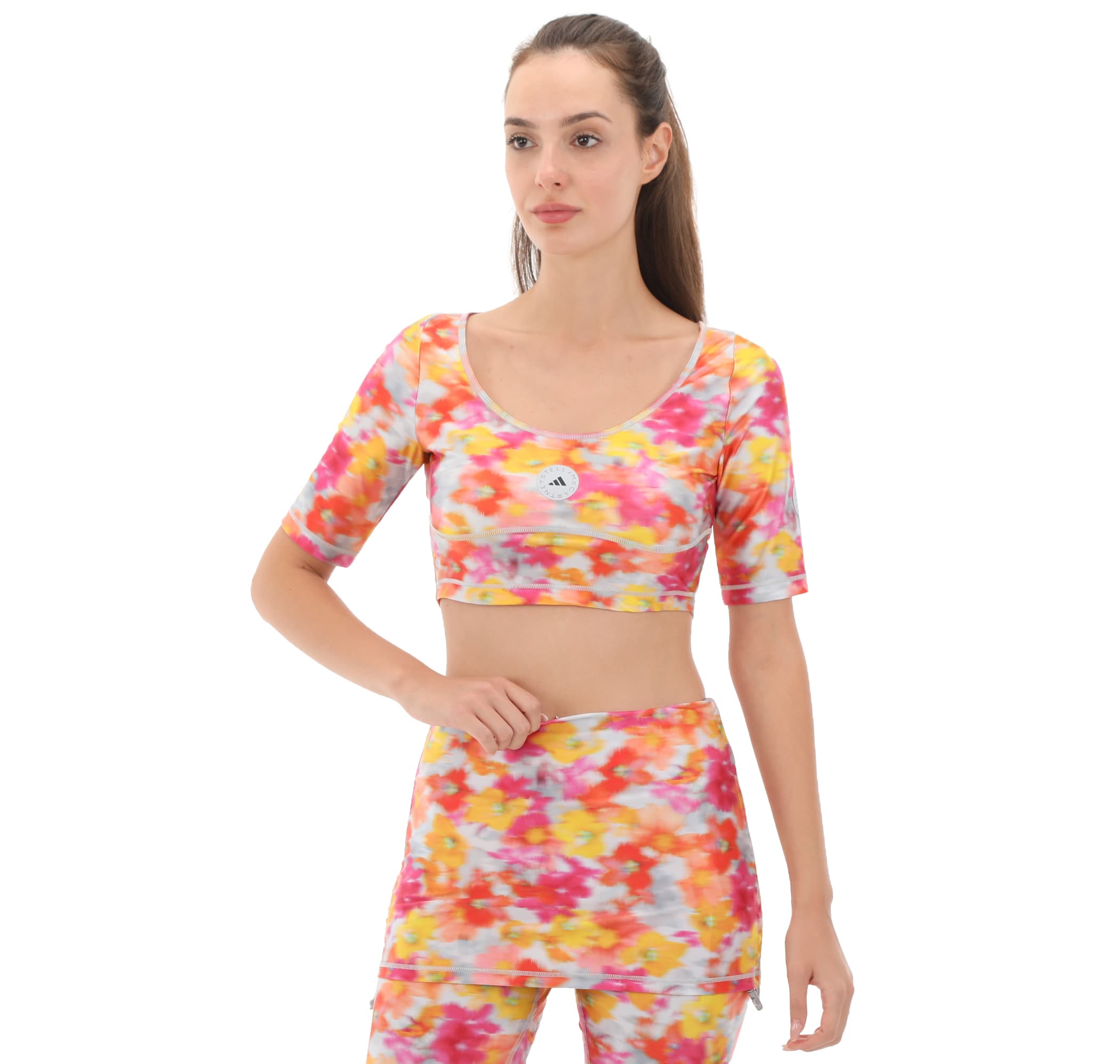 adidas adidas By Stella Mccartney Crop Kadın T-Shirt Pembe