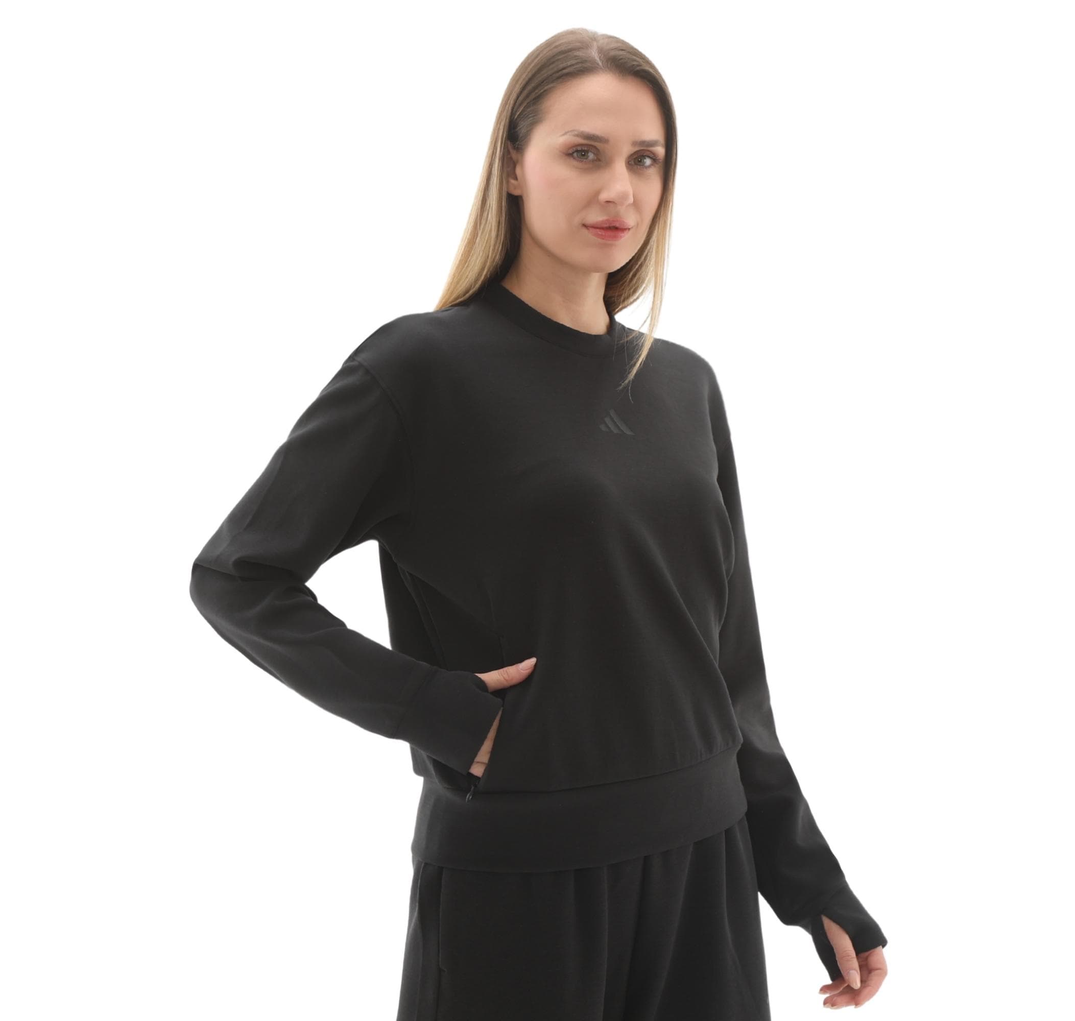adidas adidas D4T Knıt Crew Kadın Sweatshirt Siyah - 2