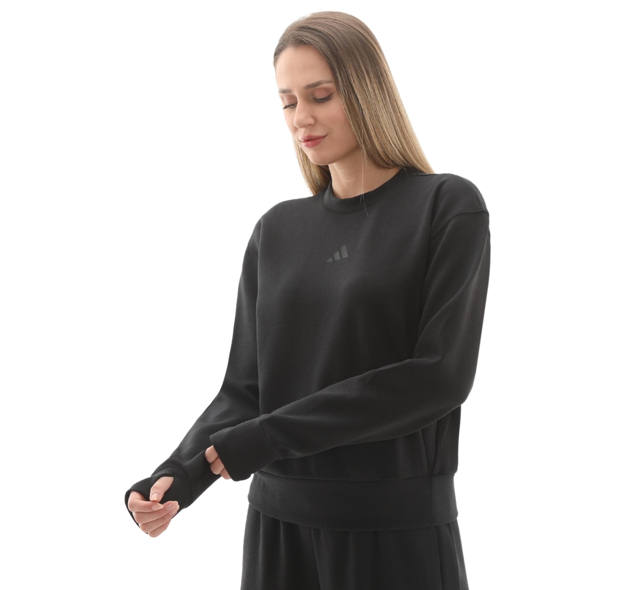 adidas adidas D4T Knıt Crew Kadın Sweatshirt Siyah - 3