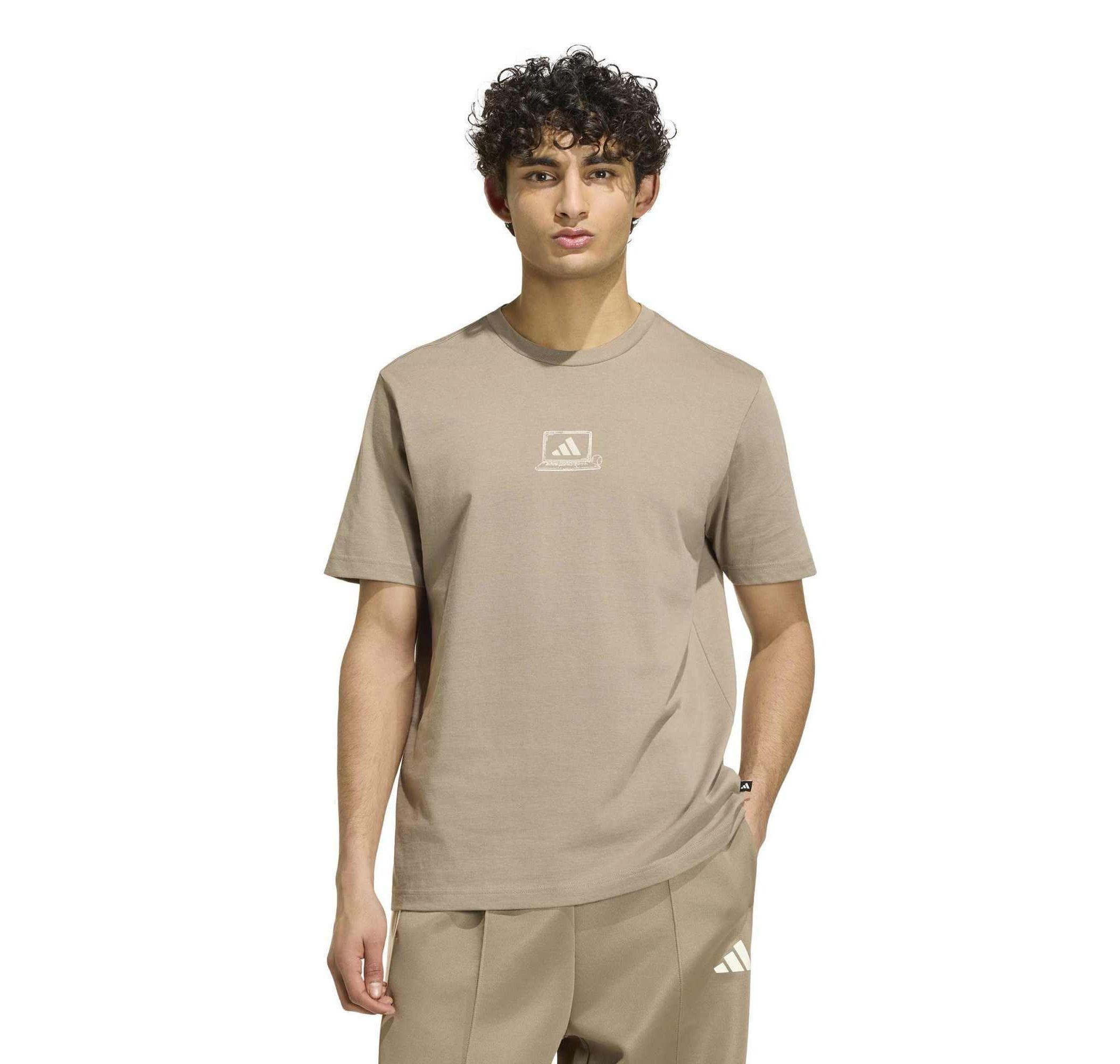 adidas adidas M Clkd I Ofc T Erkek T-Shirt Sütlü Kahve