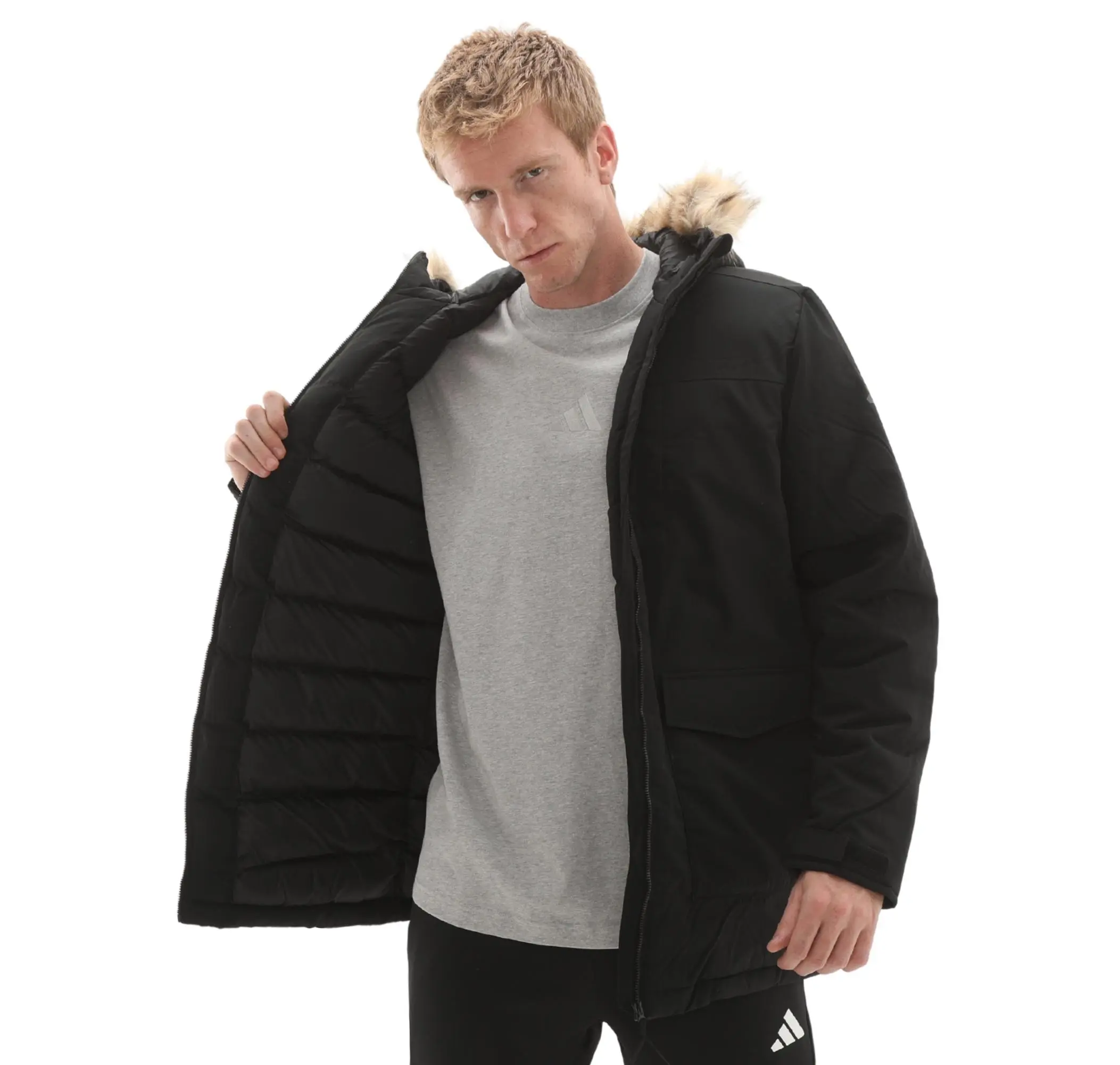 adidas adidas Paverıc Fur Par Erkek Mont Siyah - 8