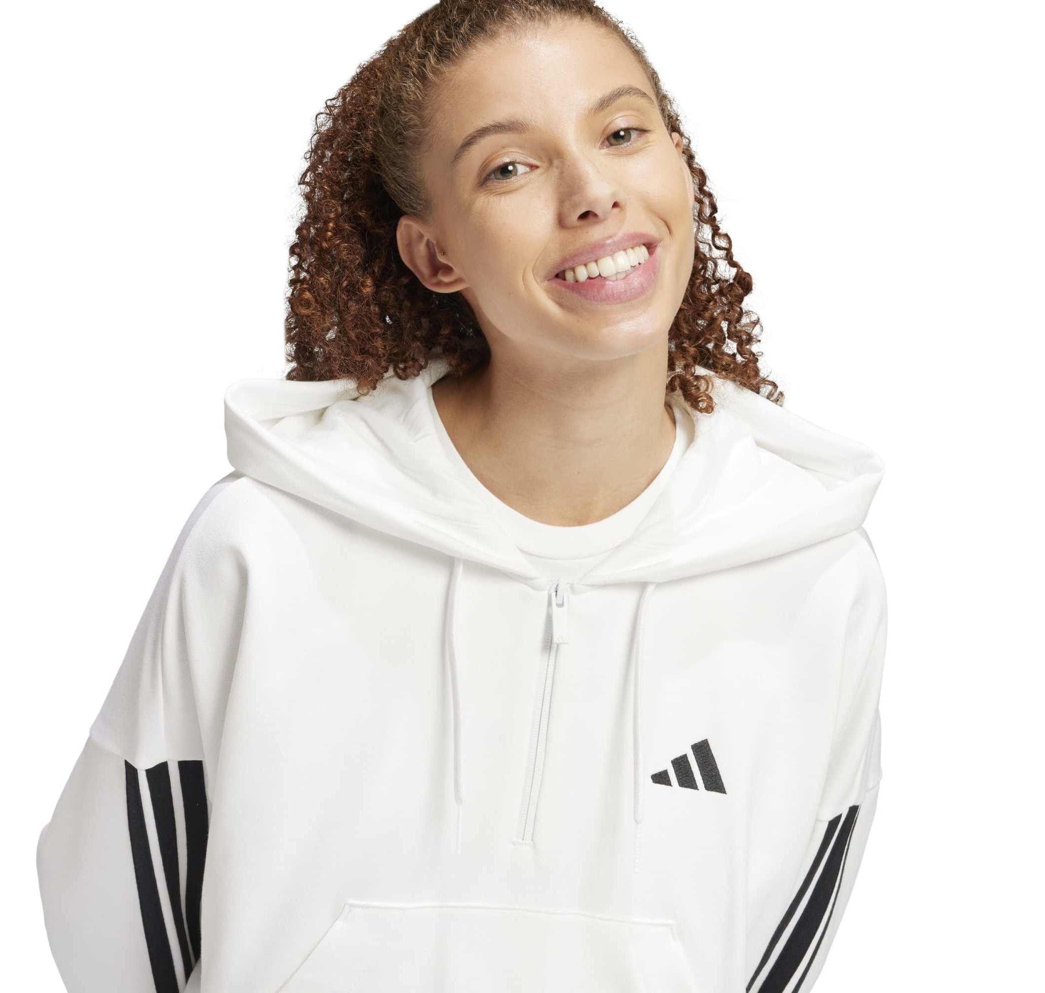 adidas adidas W 3S Ft Qz Hd Kadın Sweatshirt Beyaz - 3