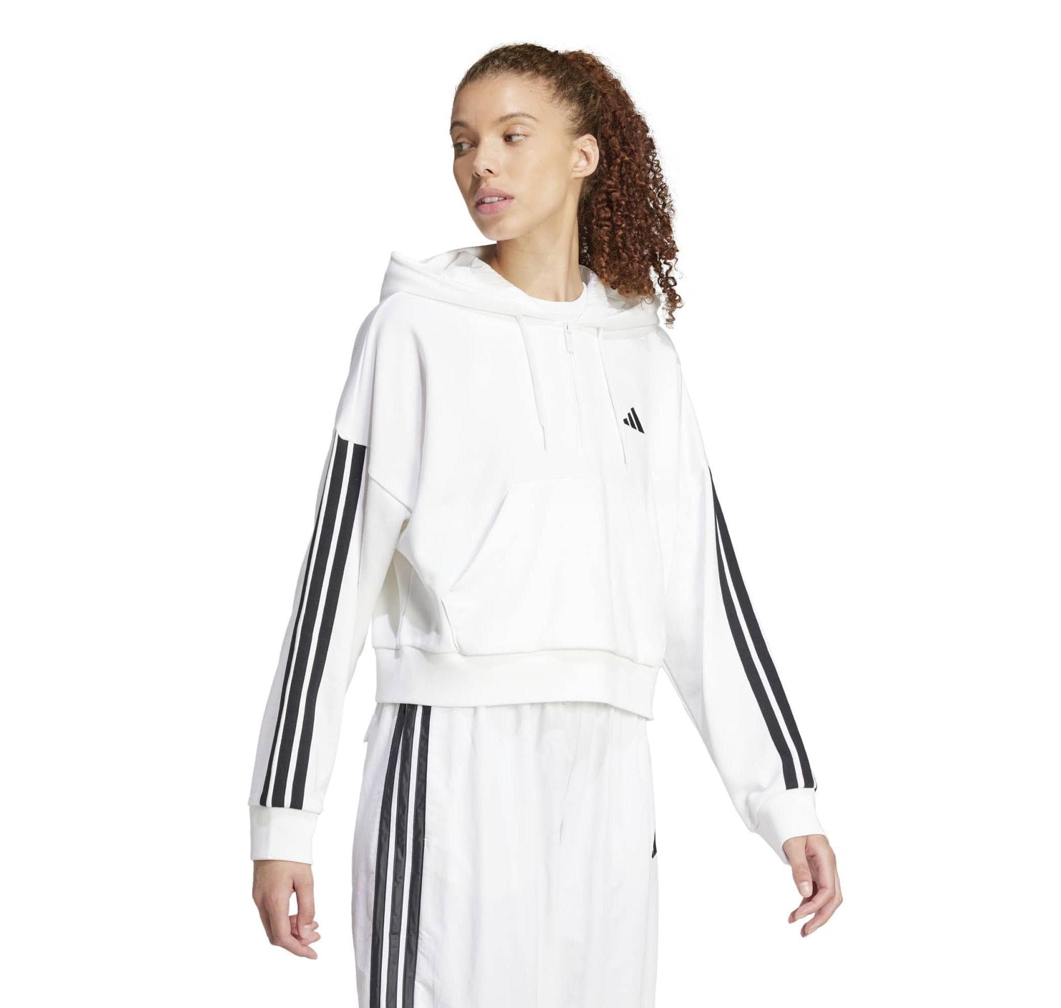 adidas adidas W 3S Ft Qz Hd Kadın Sweatshirt Beyaz - 5