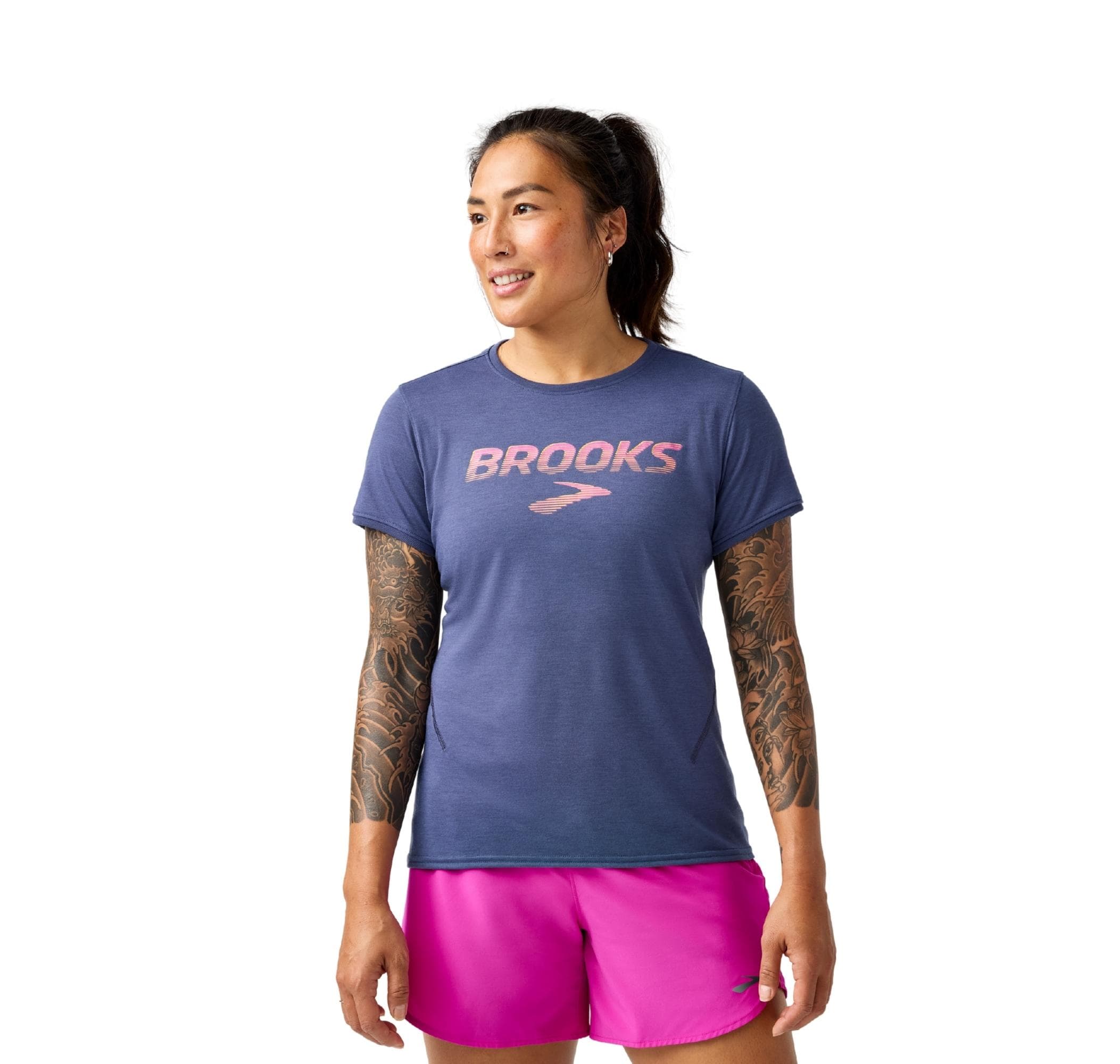 Brooks Brooks Distance Short Sleeve 3.0 Kadın T-Shirt Mavi