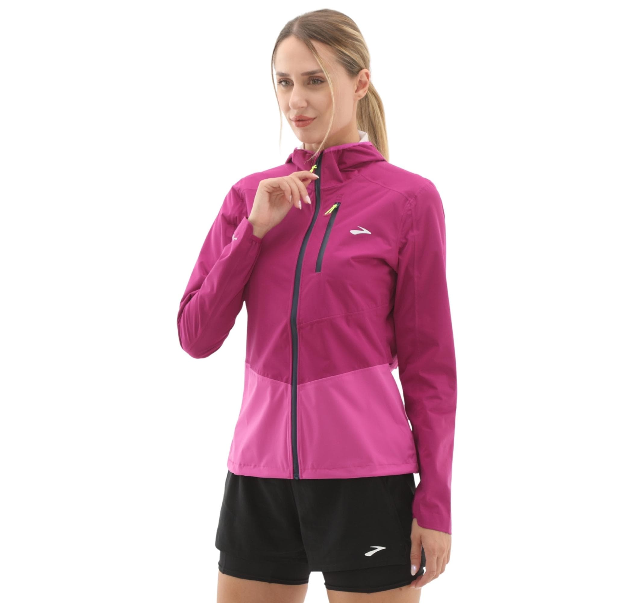 Brooks Brooks High Point Waterproof Jacket 2 Kadın Yağmurluk-Rüzgarlık Pembe - 3