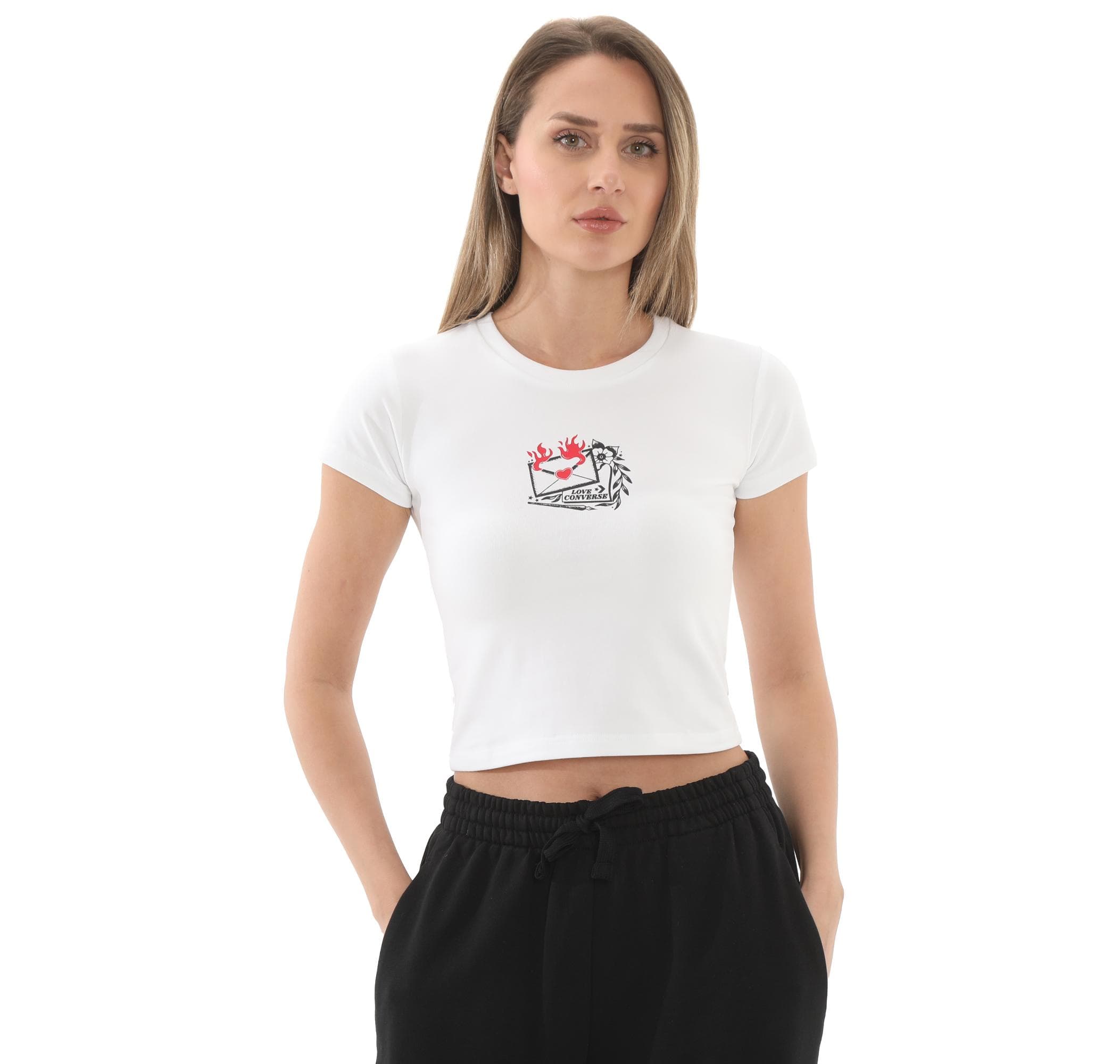 Converse Converse Love Letter T-Shırt Kadın T-Shirt Beyaz