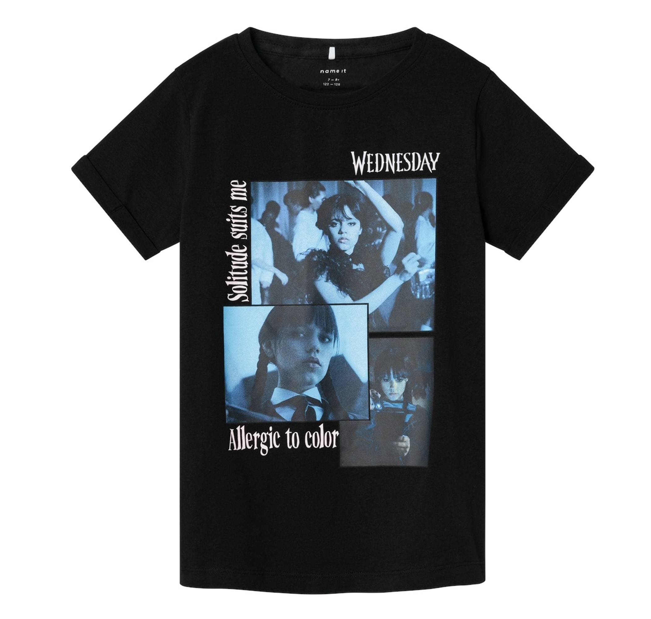 Name It Name It Nkfjax Wednesday Ss Top Box Noos Sky Çocuk T-Shirt Siyah