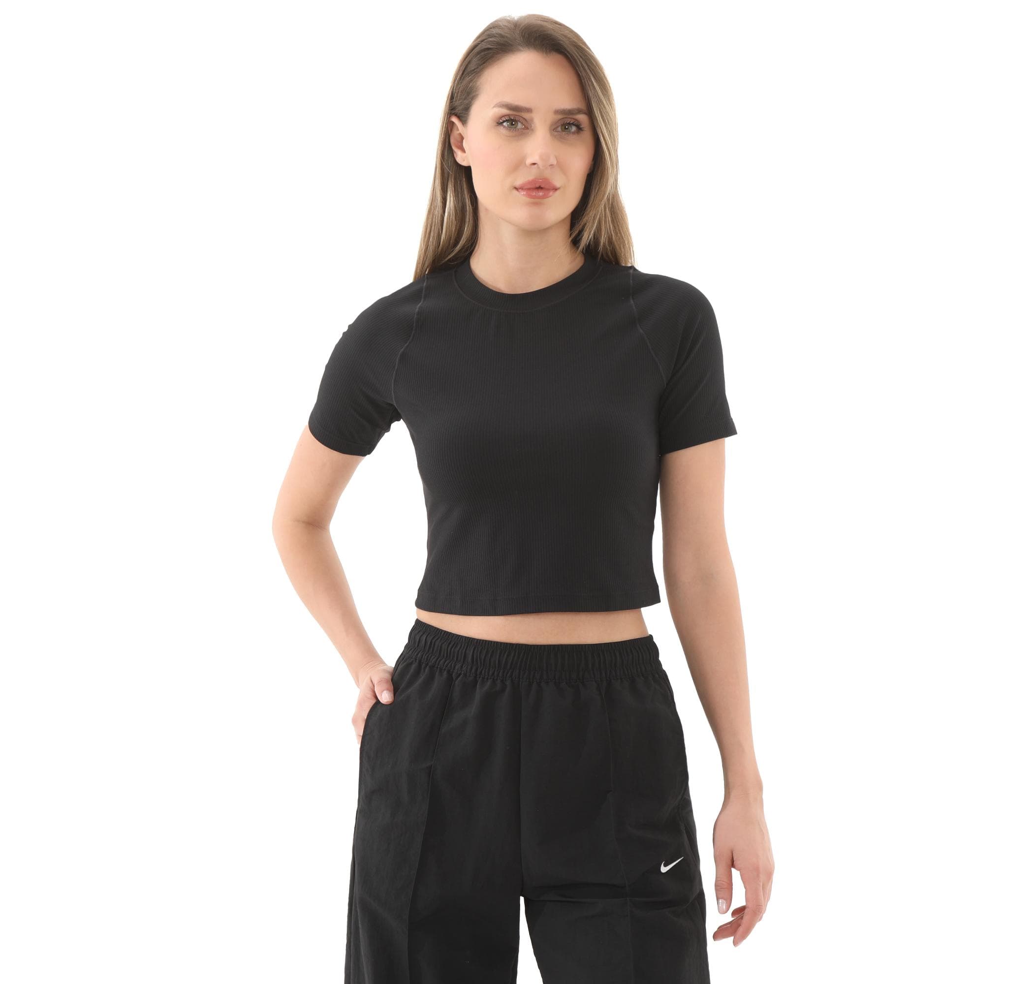 Nike Nike W Nk Inf Df Ss Top Wd Rıb Kadın T-Shirt Siyah
