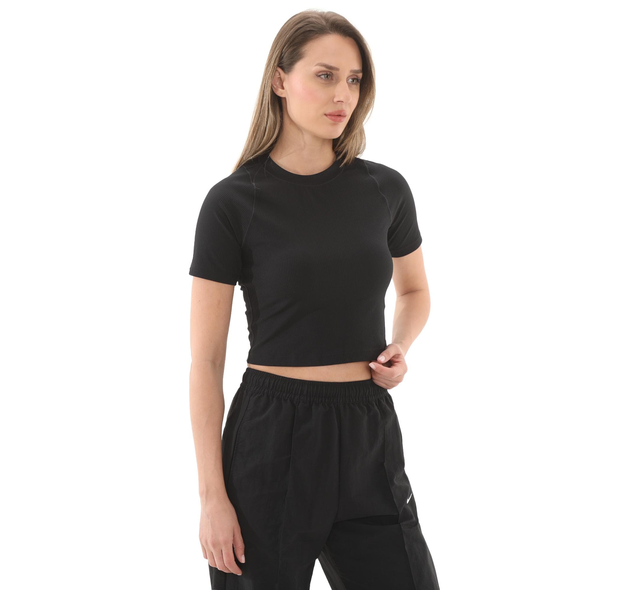 Nike Nike W Nk Inf Df Ss Top Wd Rıb Kadın T-Shirt Siyah - 3
