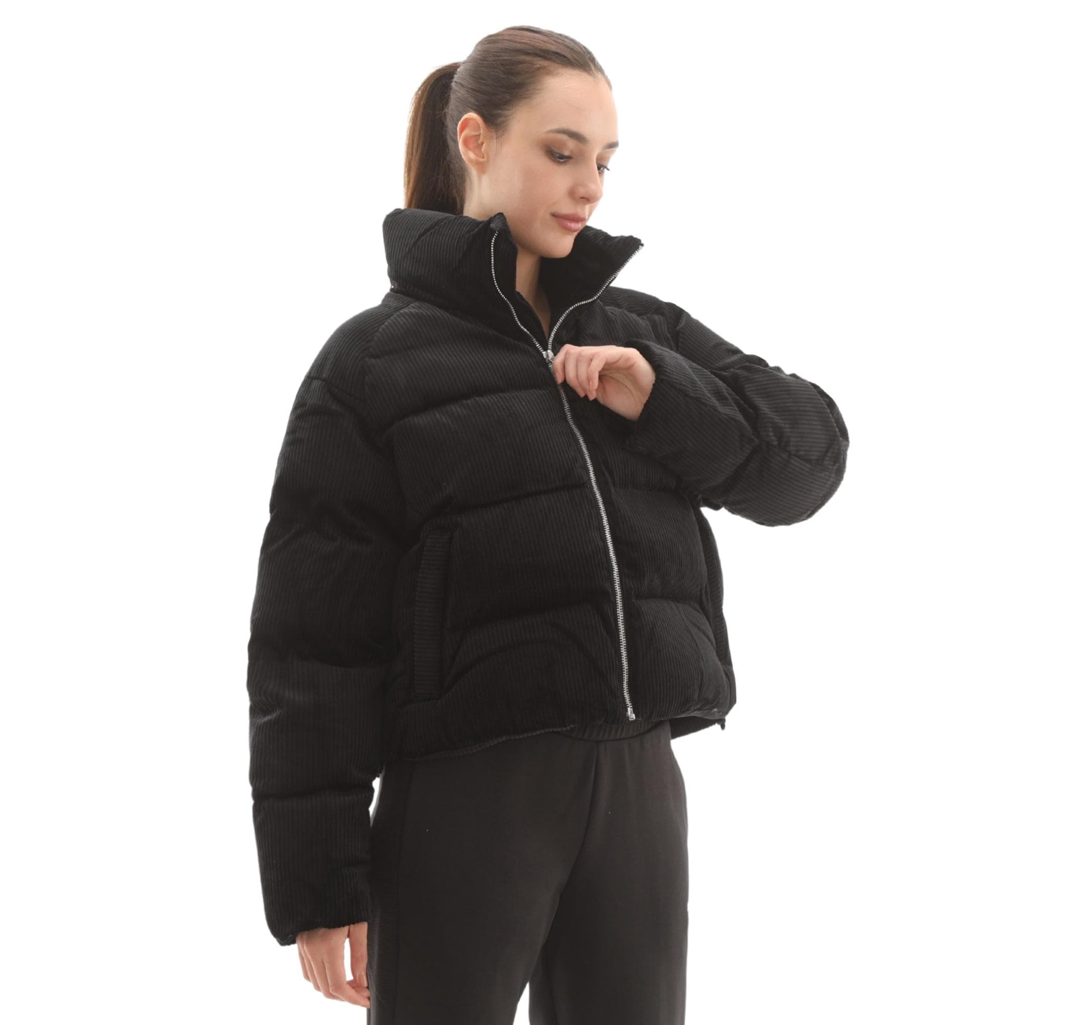 Puma Puma Corduroy Puffer Jacket Kadın Mont Siyah - 2