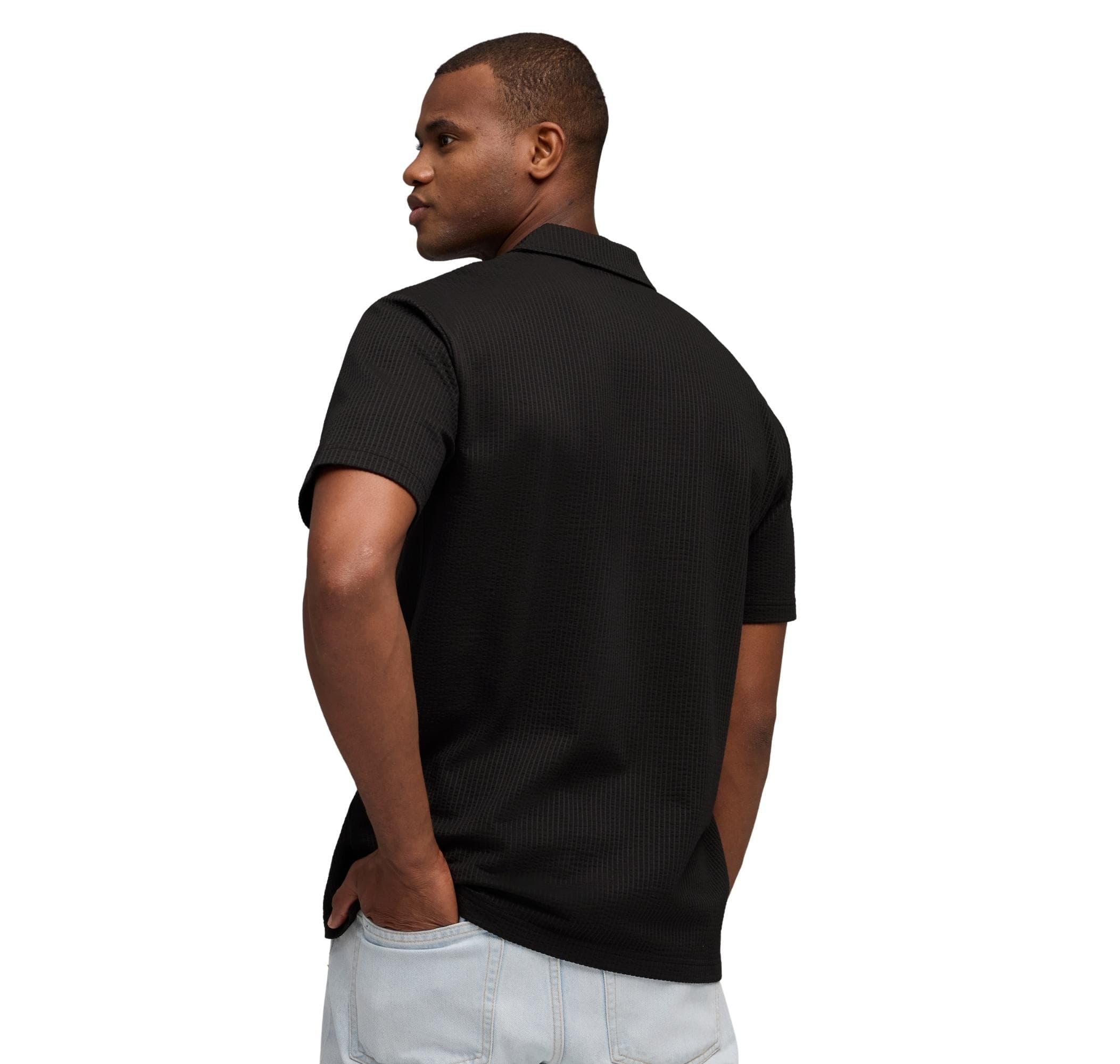 Puma Puma Ess Elevated Material Polo Erkek T-Shirt Siyah - 3
