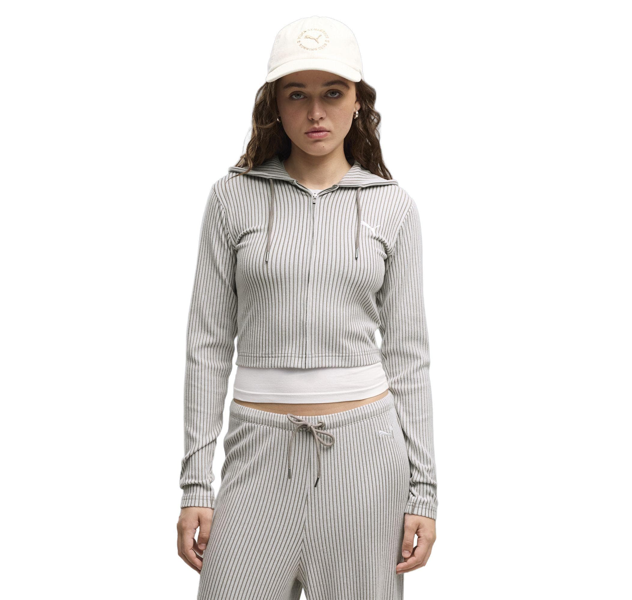 Puma Puma Ess Ribbed Hoodie Kadın Ceket Gri