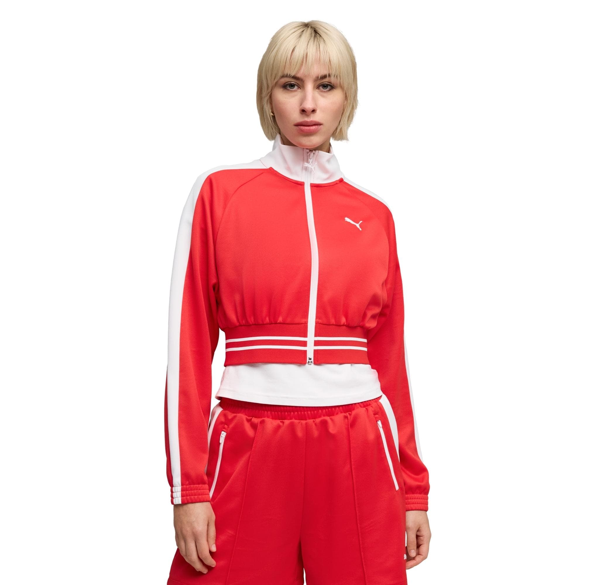 Puma Puma T7 Pique Cropped Jacket Kadın Ceket Kırmızı