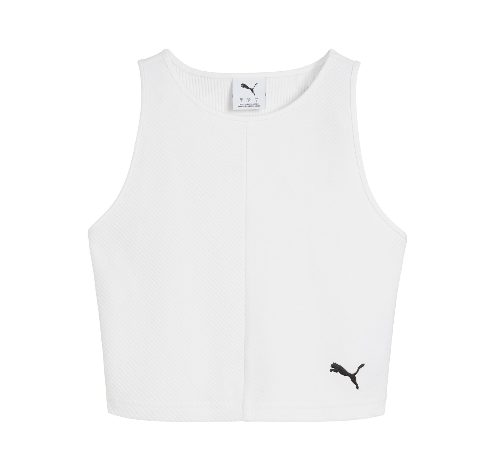 Puma Puma Wardrobe Ess Ribbed Crop Top Kadın T-Shirt Beyaz