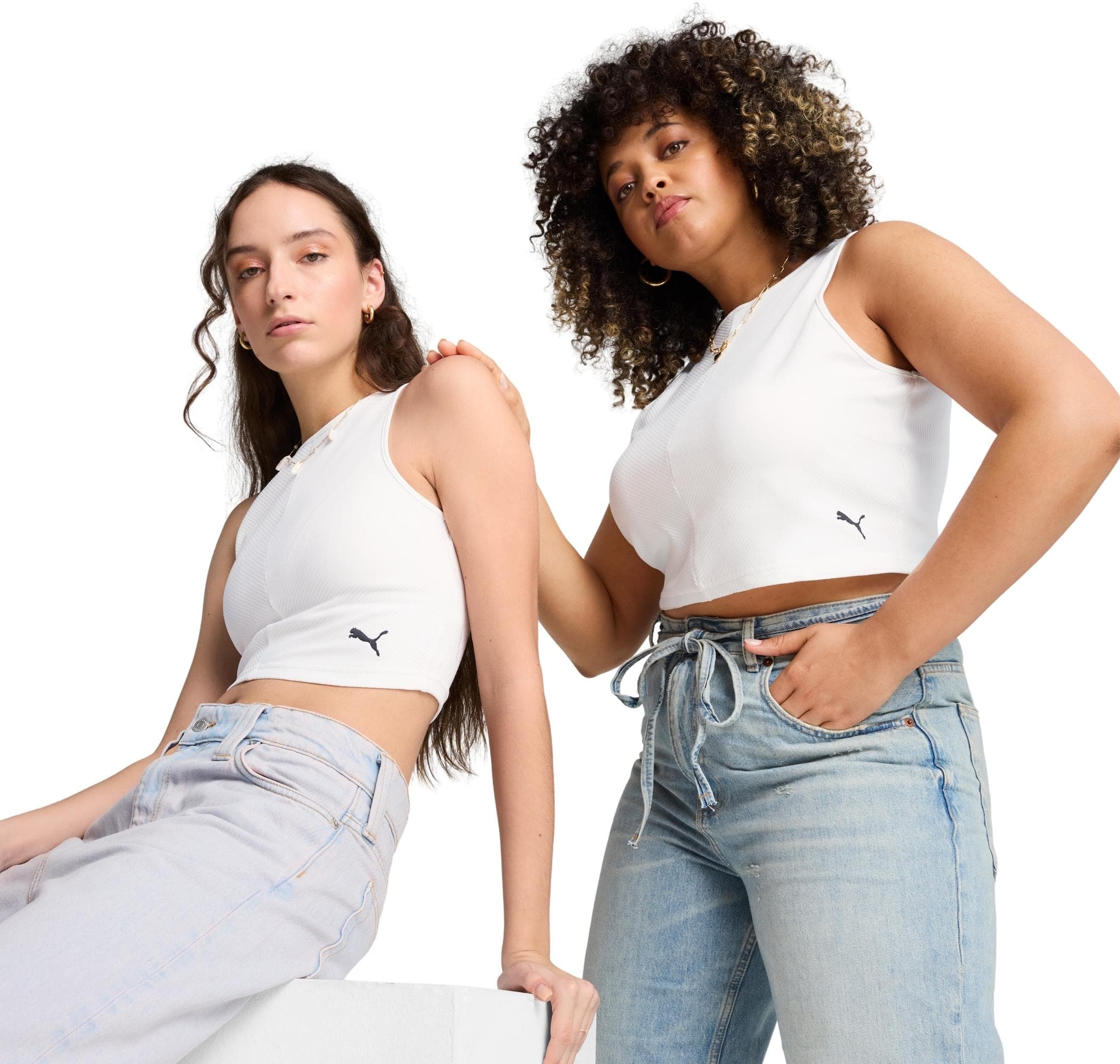 Puma Puma Wardrobe Ess Ribbed Crop Top Kadın T-Shirt Beyaz - 4