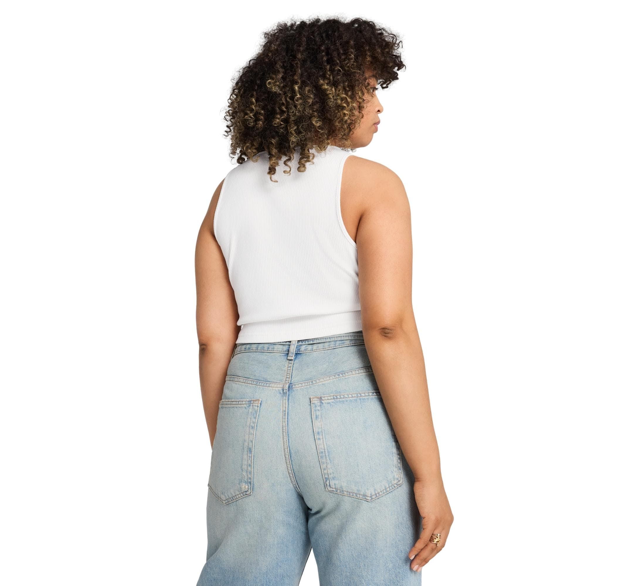 Puma Puma Wardrobe Ess Ribbed Crop Top Kadın T-Shirt Beyaz - 6