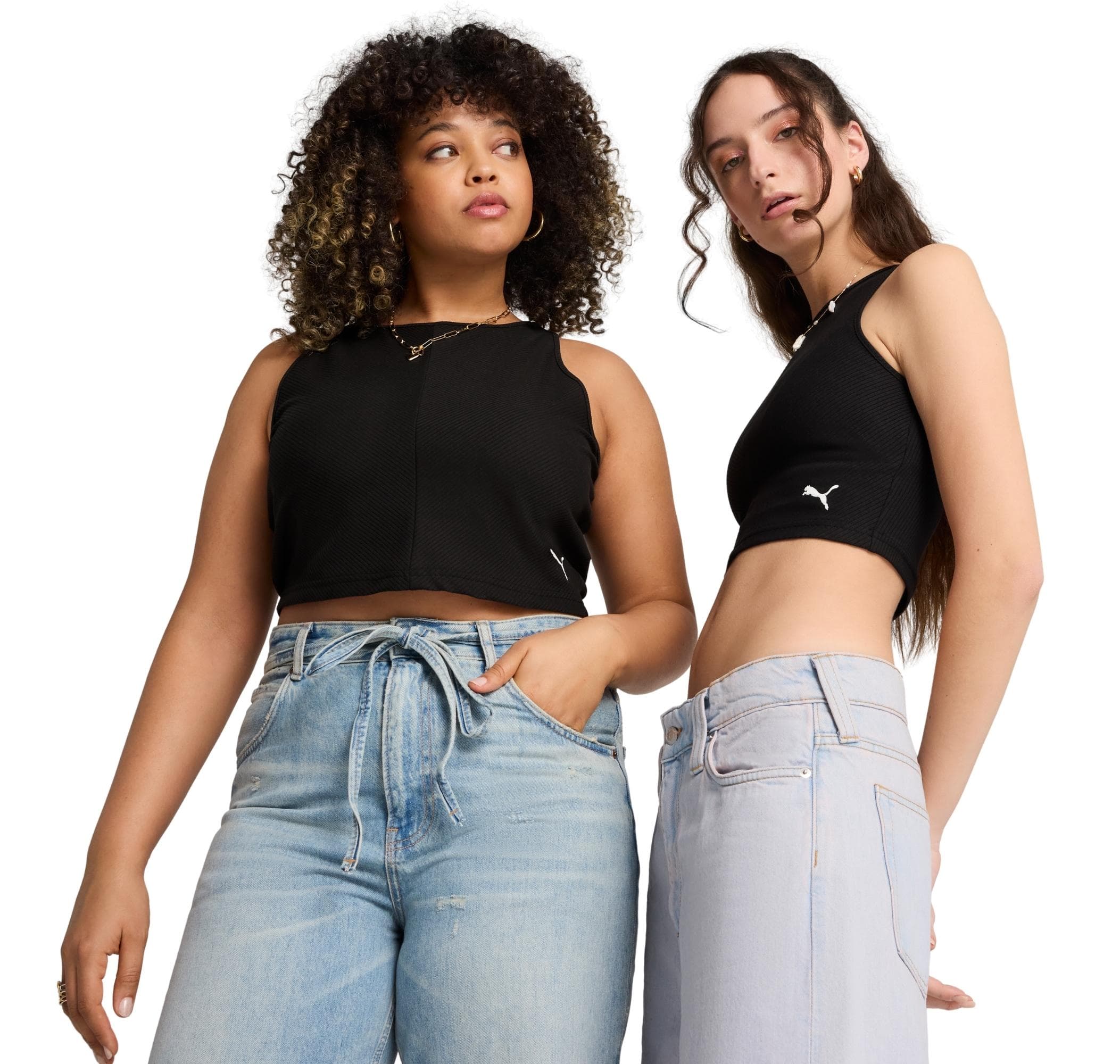 Puma Puma Wardrobe Ess Ribbed Crop Top Kadın T-Shirt Siyah - 5