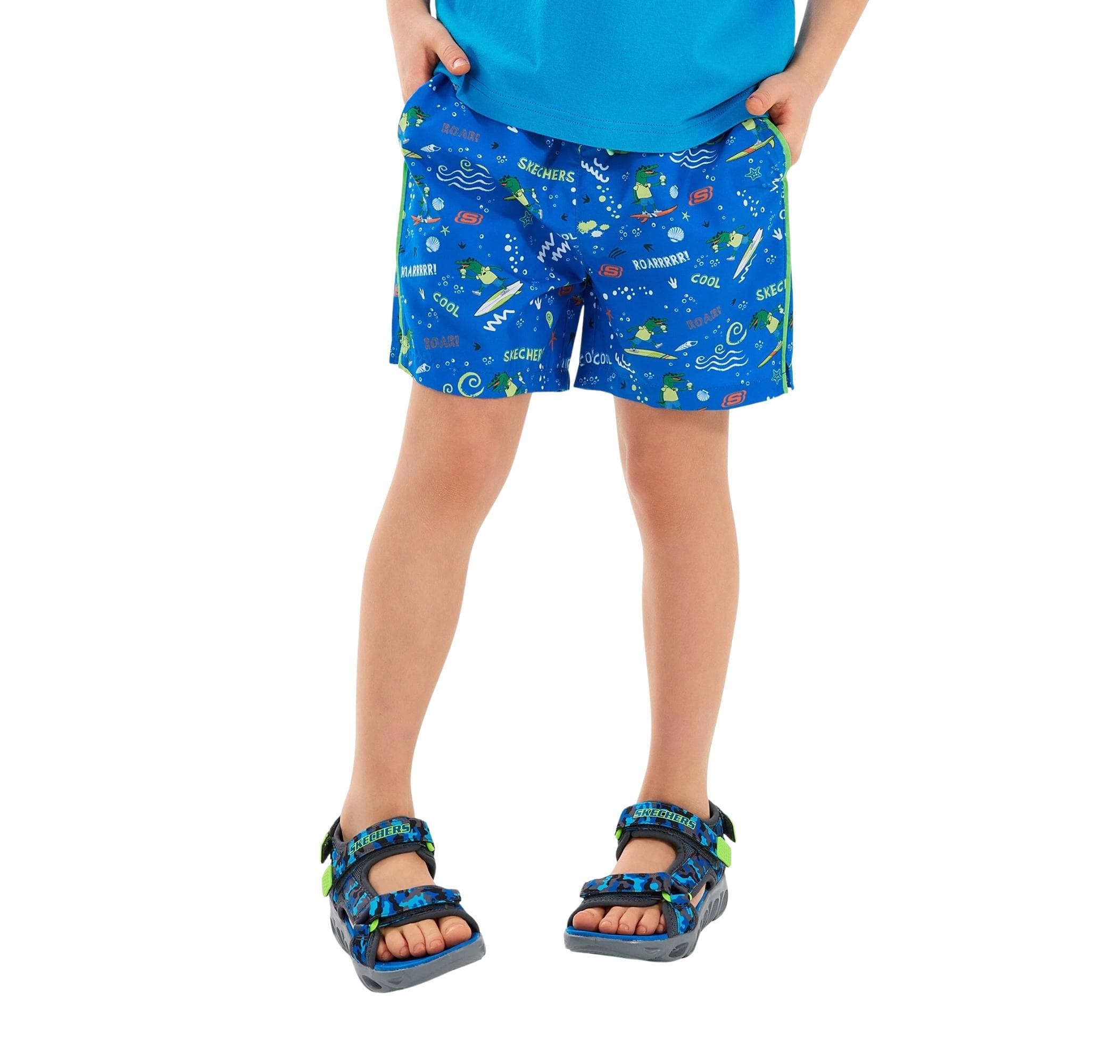 Skechers Skechers B 5 Inch Allover Print Swimshort Çocuk Şort Ve Kapri Mavi