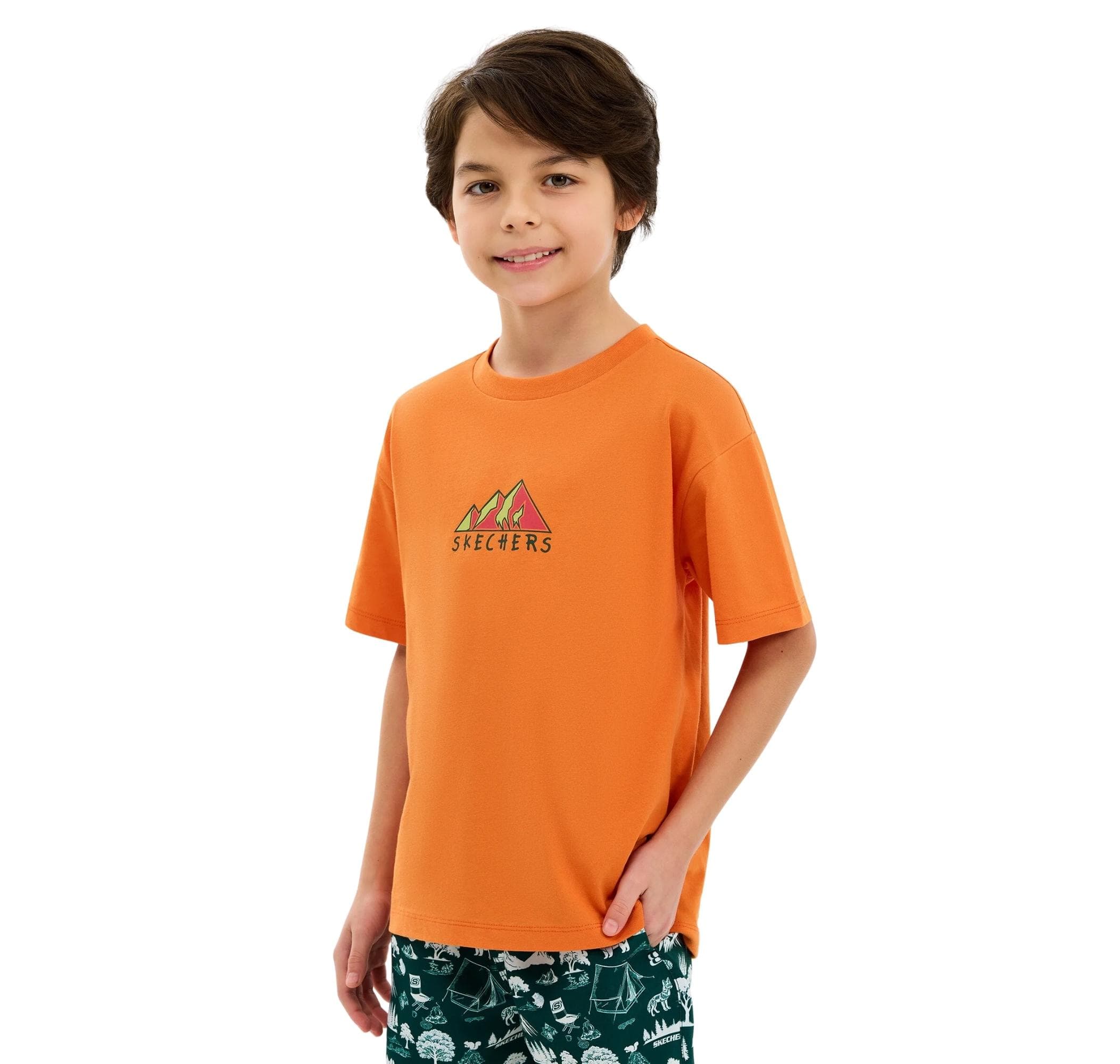 Skechers Skechers B Graphic Tee Oversize Çocuk T-Shirt Turuncu - 2
