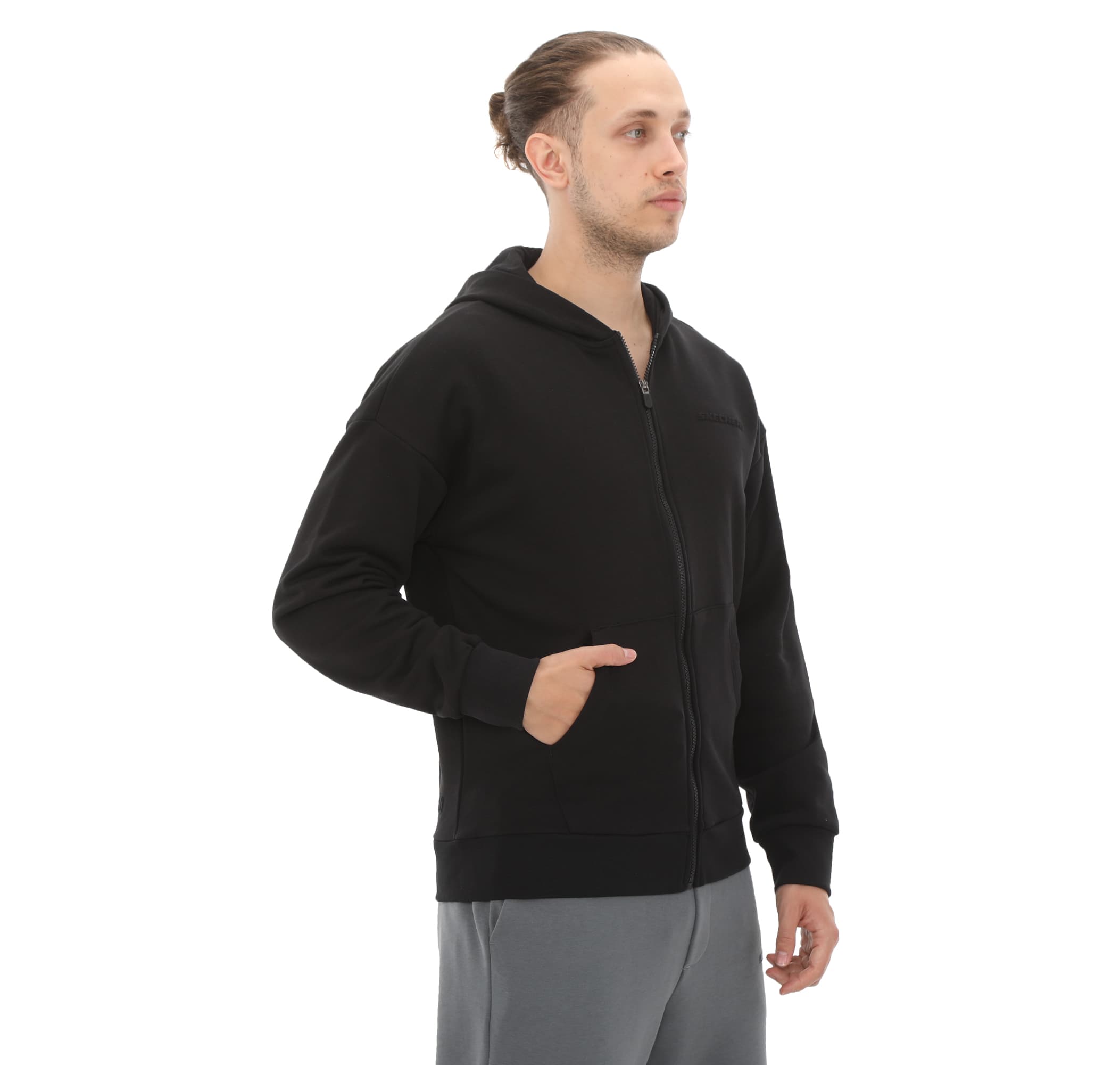 Skechers Skechers M Essential Full Zip Hoodie Erkek Ceket Siyah - 2