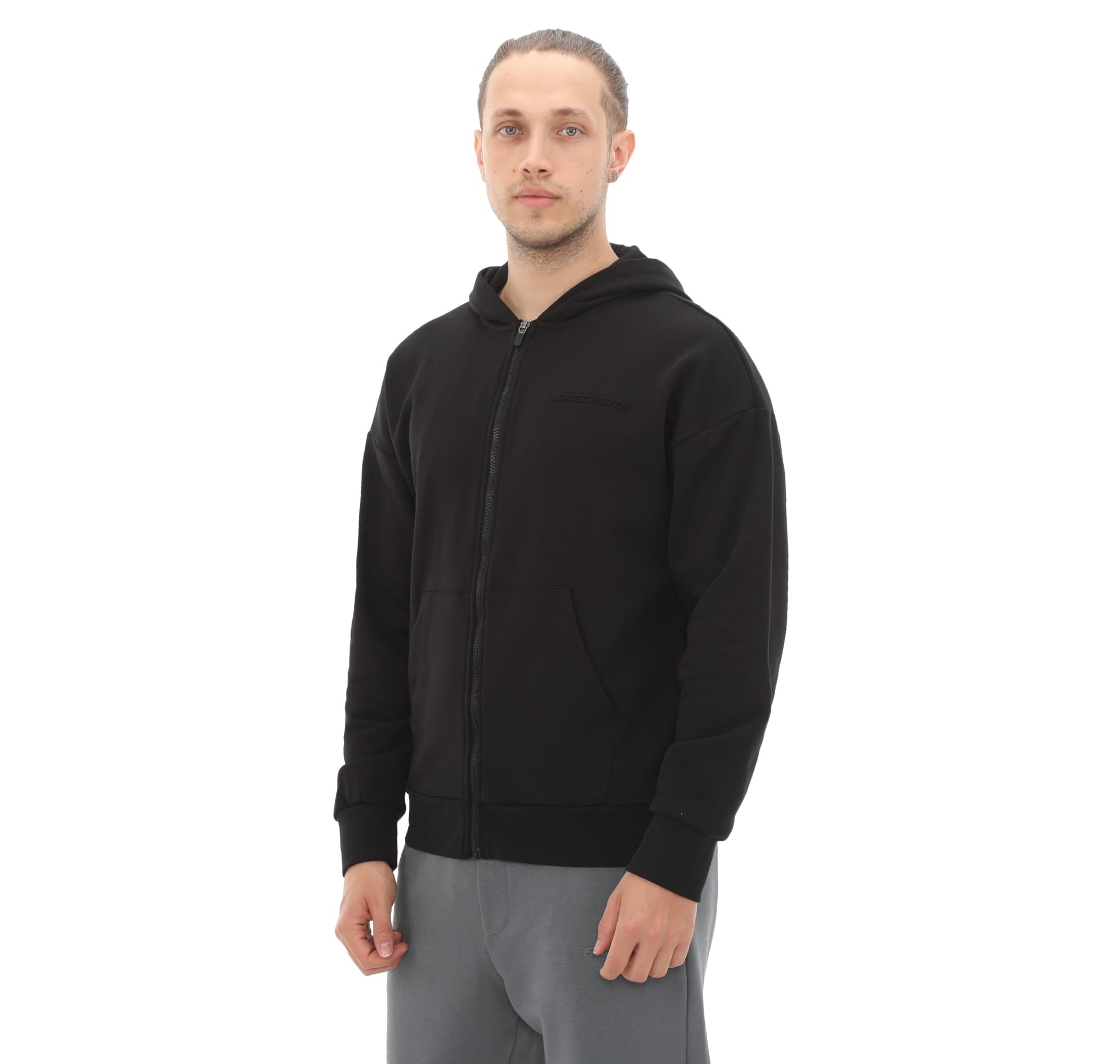 Skechers Skechers M Essential Full Zip Hoodie Erkek Ceket Siyah - 3