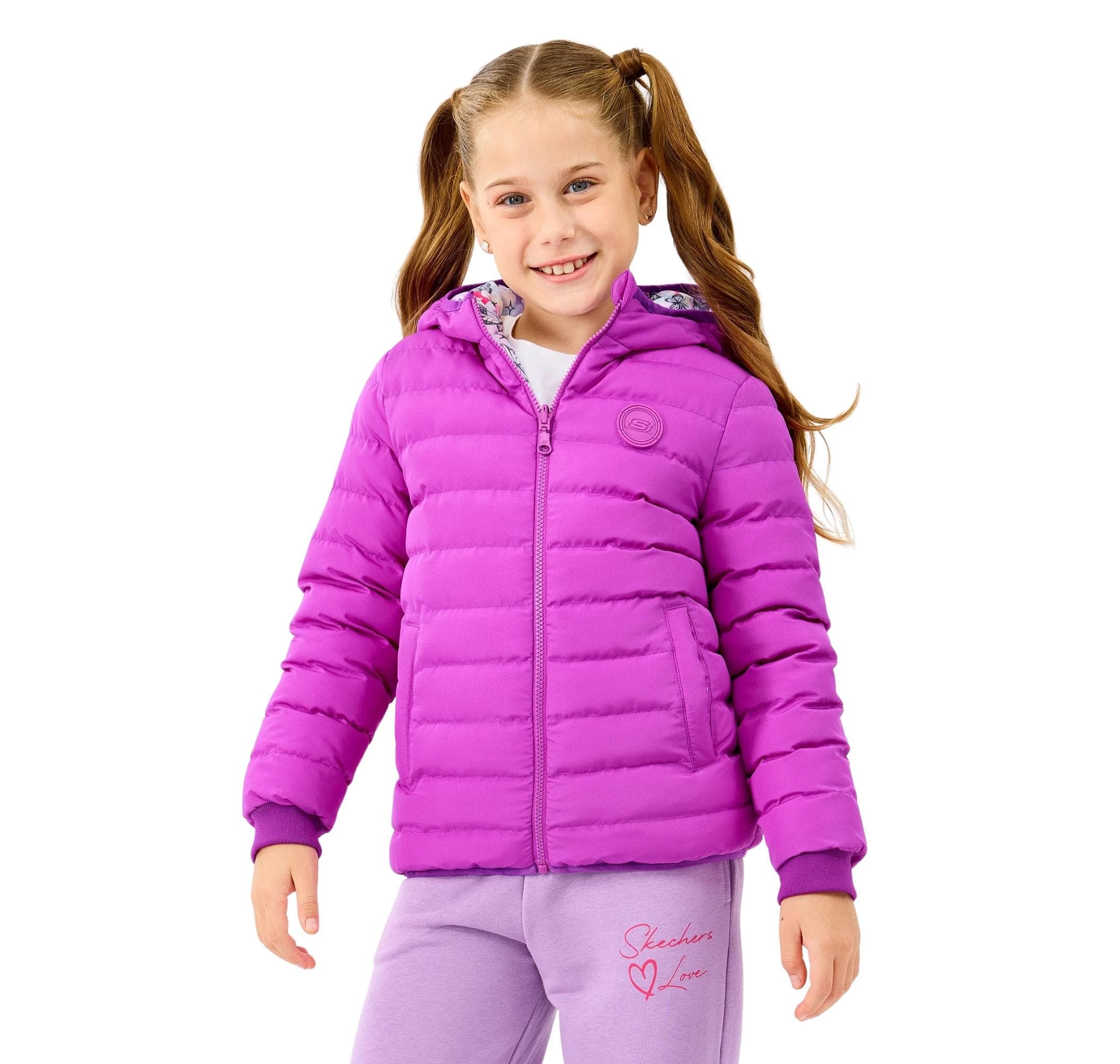 Skechers Skechers G Double Sided Puffer Jacket Çocuk Mont Pembe