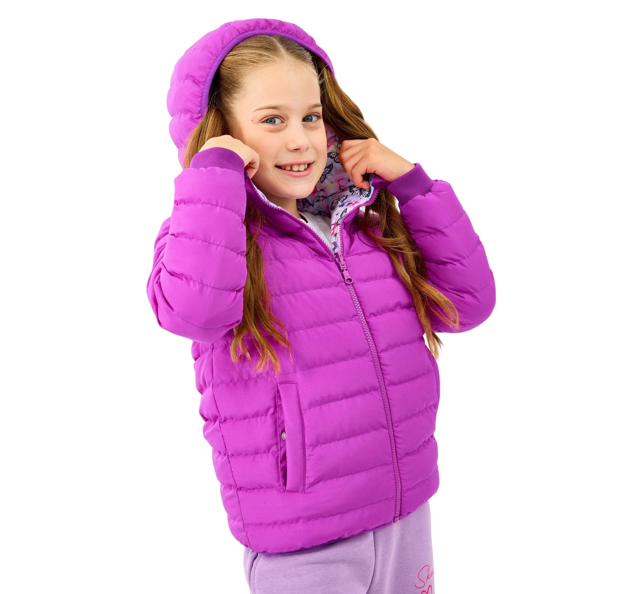 Skechers Skechers G Double Sided Puffer Jacket Çocuk Mont Pembe - 2