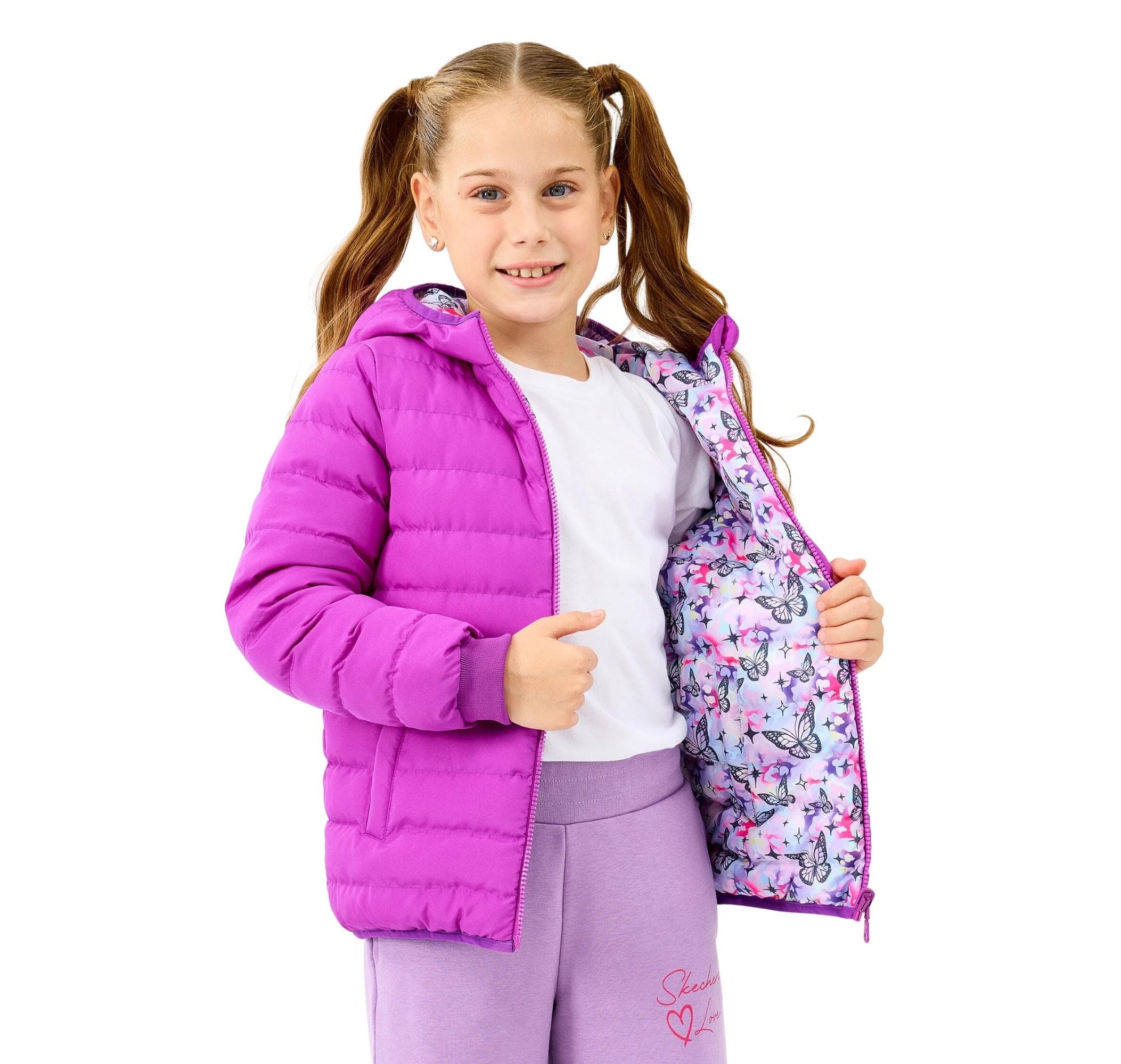 Skechers Skechers G Double Sided Puffer Jacket Çocuk Mont Pembe - 3